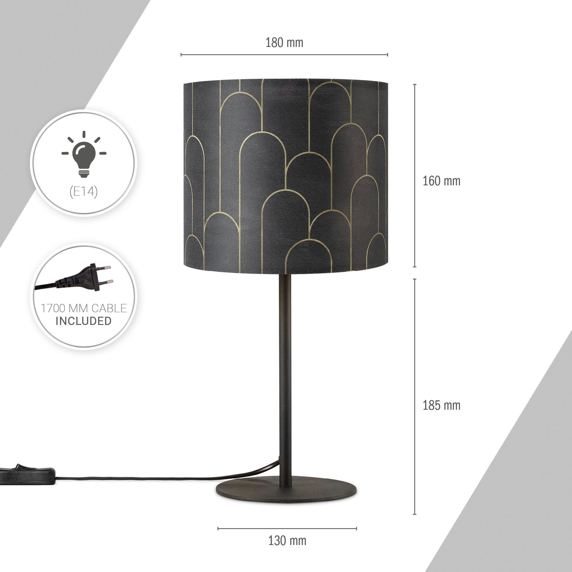 Paco Home Tafellamp Luca Pillar Nacht met kap abstract modern stoffen kap