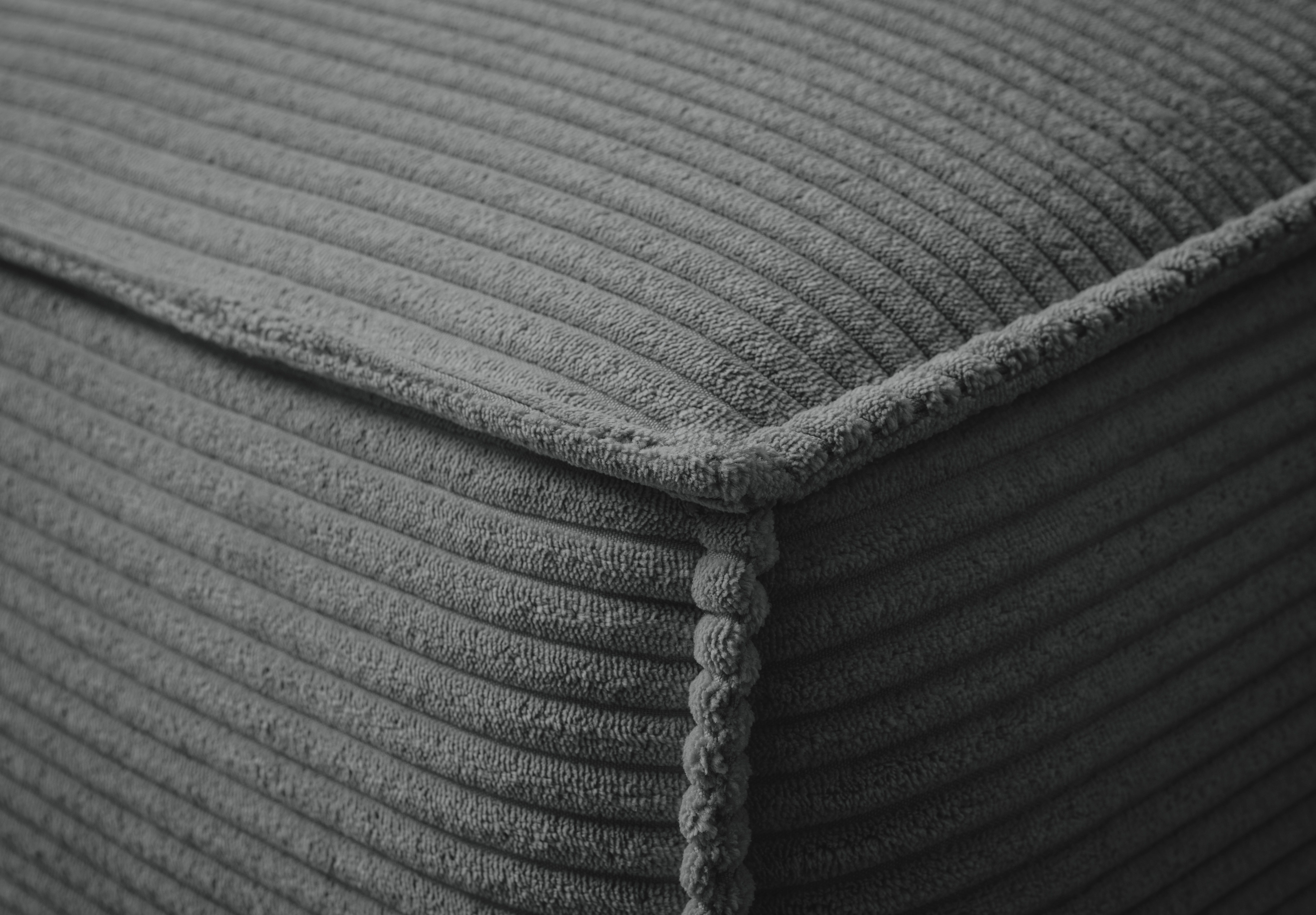 andas Hocker TVINNU, met biesnaad in cord voor de serie tvinnu, comfortabele zitervaring, rechthoekig, zwarte voeten