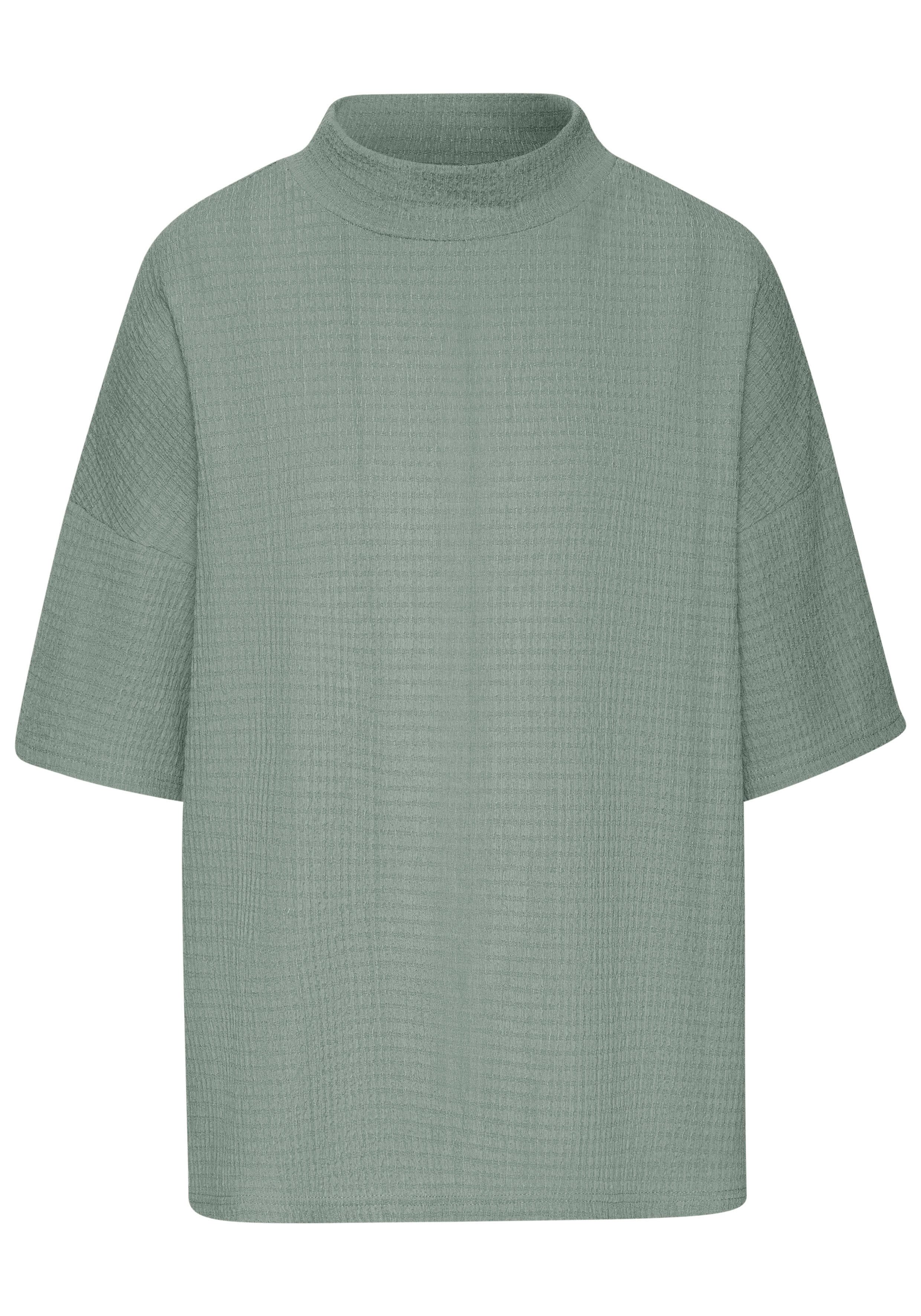 Lascana Shirt met korte mouwen Met opstaande kraag van kreukvrije crêpe-kwaliteit