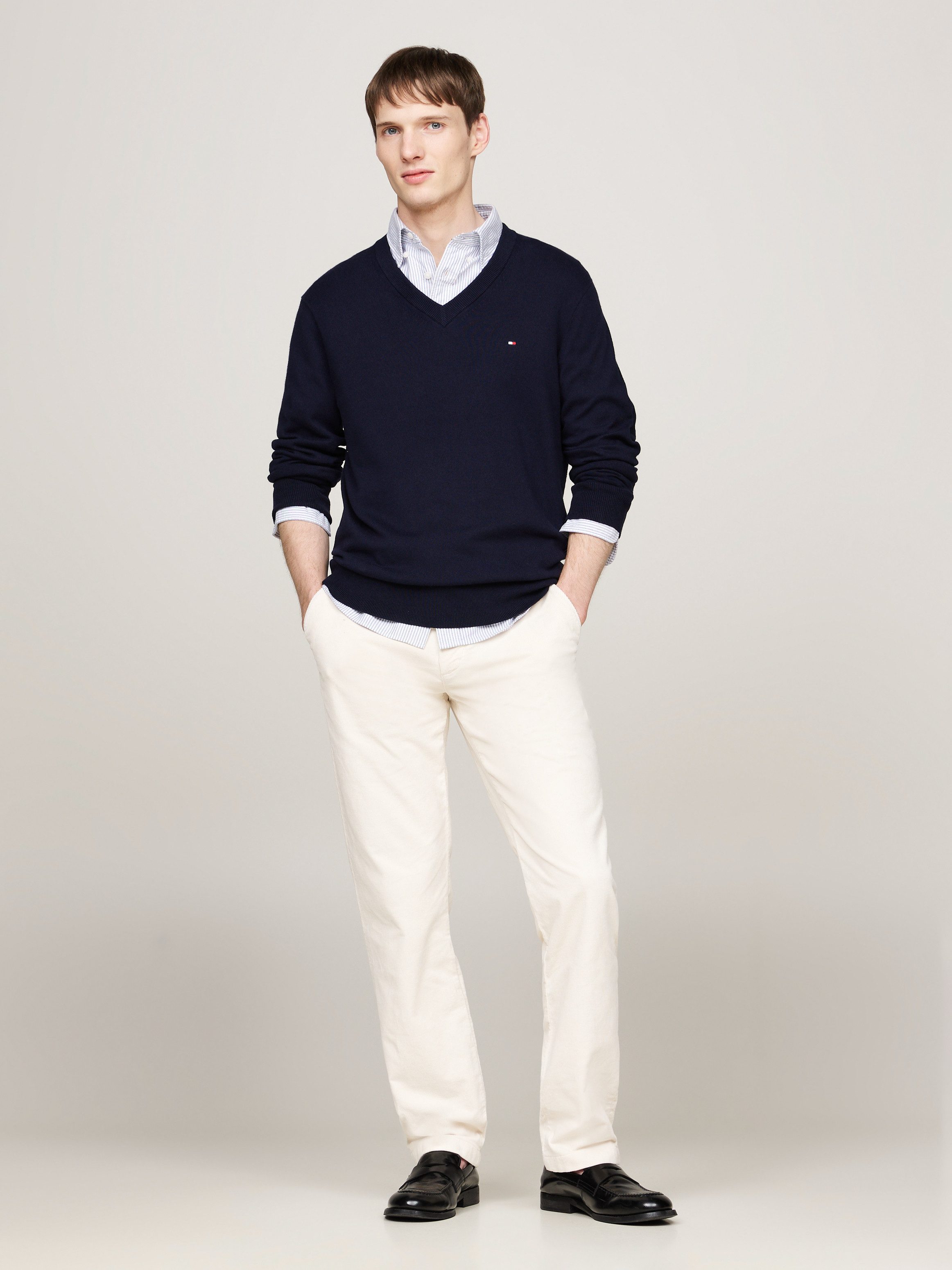 Tommy Hilfiger Trui met V-hals PIMA ORG CTN CASHMERE V NECK