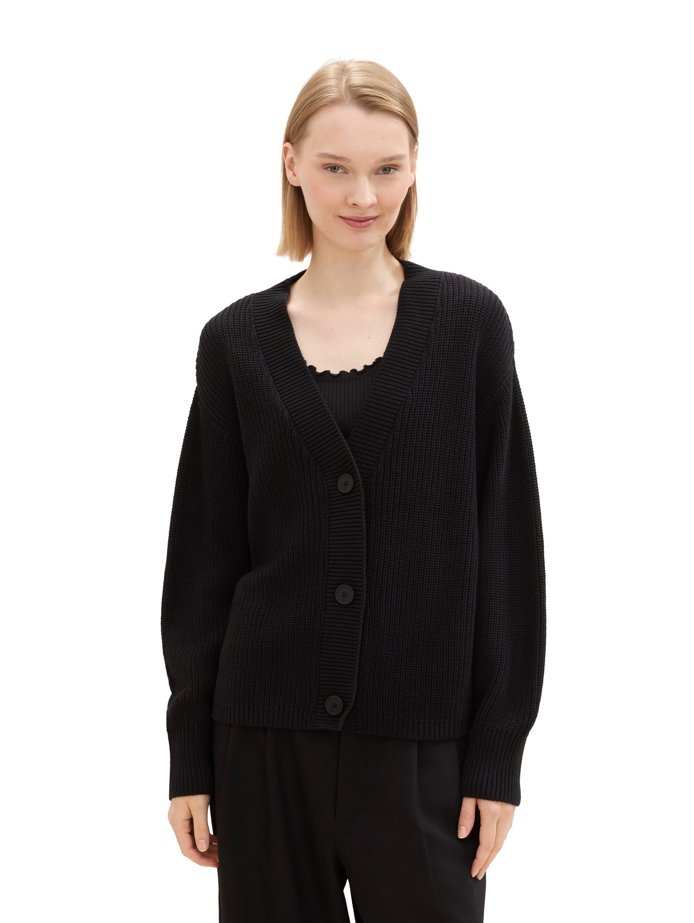 Tom Tailor Denim Cardigan met breistructuur en knoopsluiting