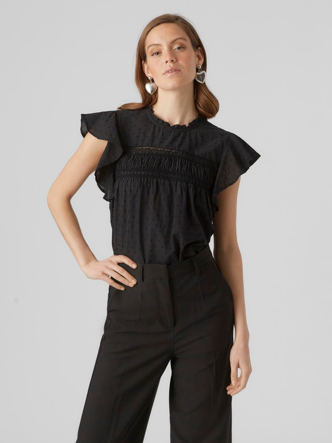 Vero Moda Shirt VMTRINE SL LACE TOP WVN NOOS