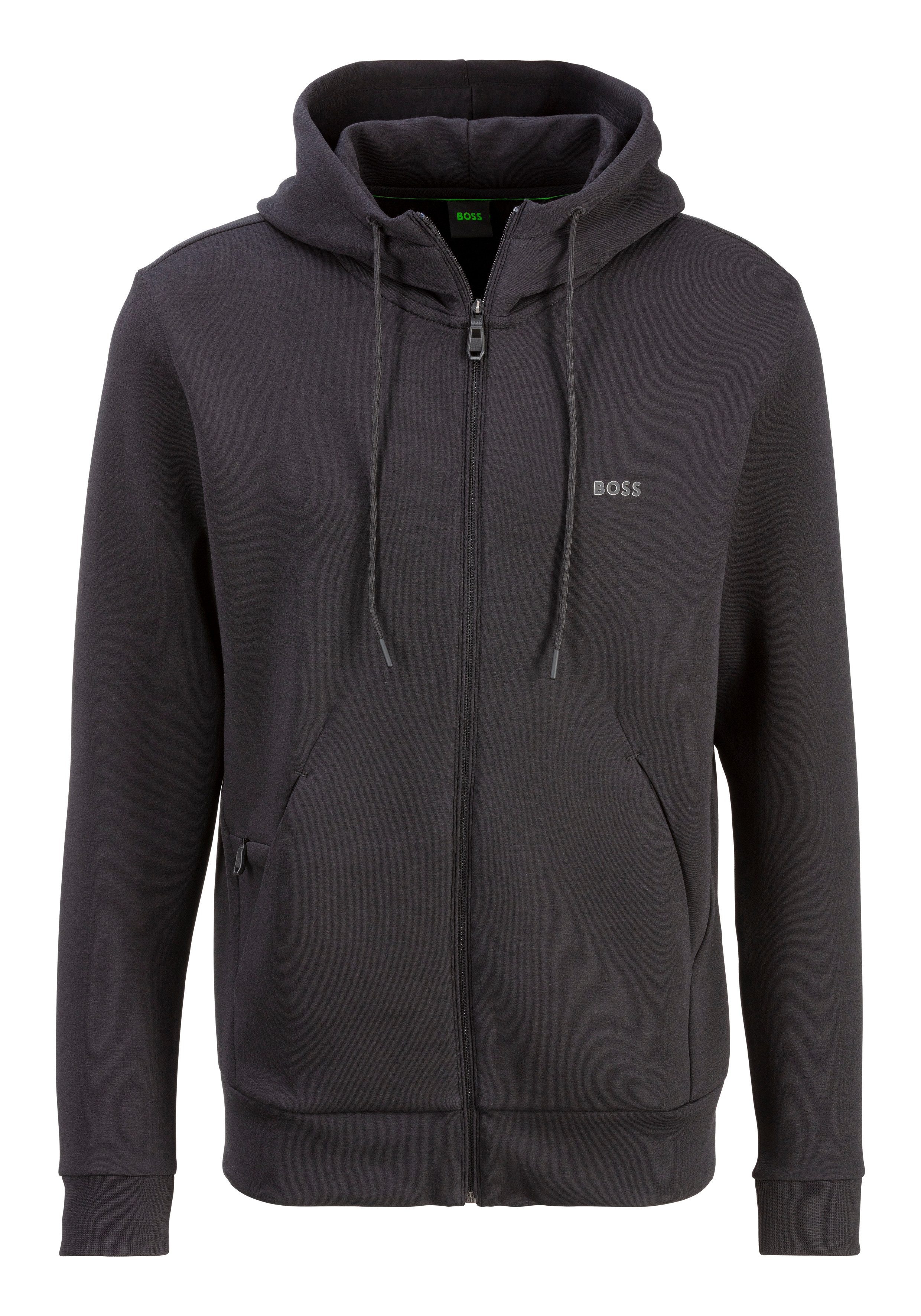 BOSS GREEN Capuchonsweatvest Saggy met boss print