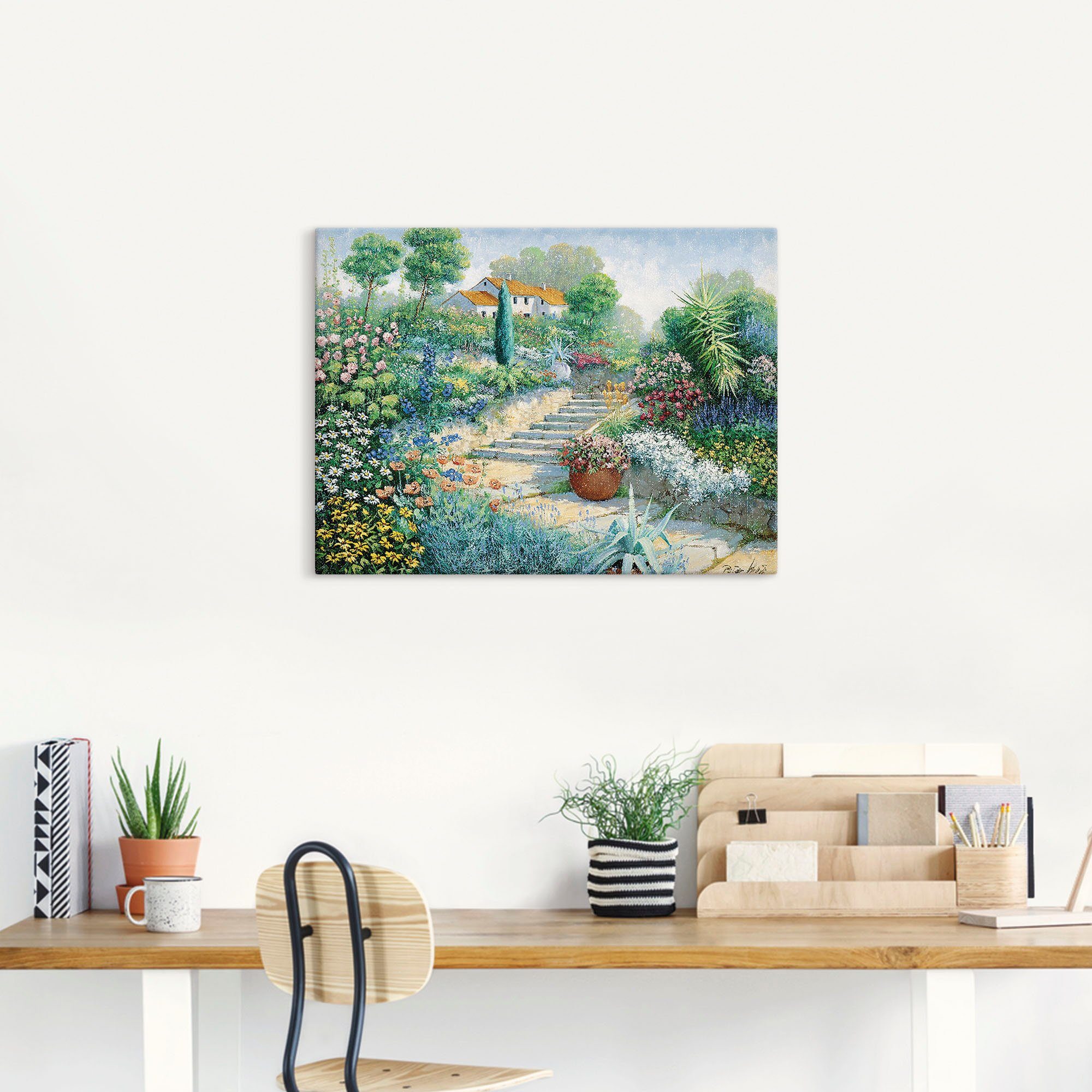 Artland Artprint op linnen Overal bloemen gespannen op een spieraam