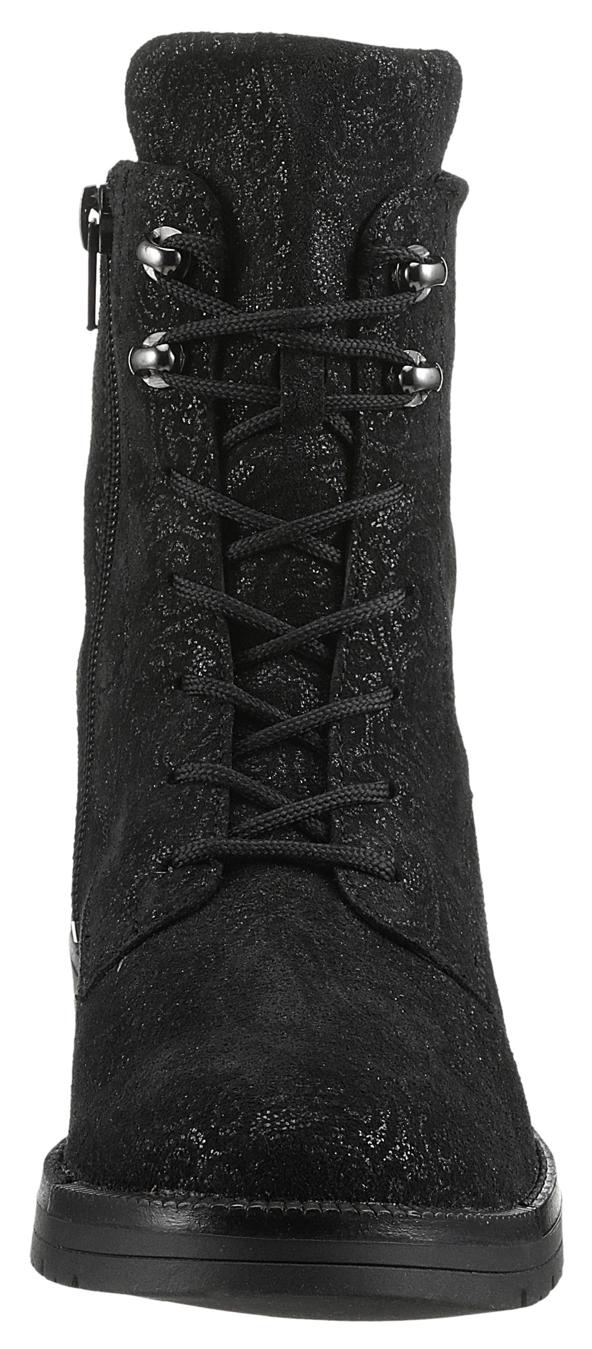 Waldläufer Veterlaarsjes G-RAVINA Veterboots, blokhak, in bloemmotief, comfortwijdte G (=wijd)