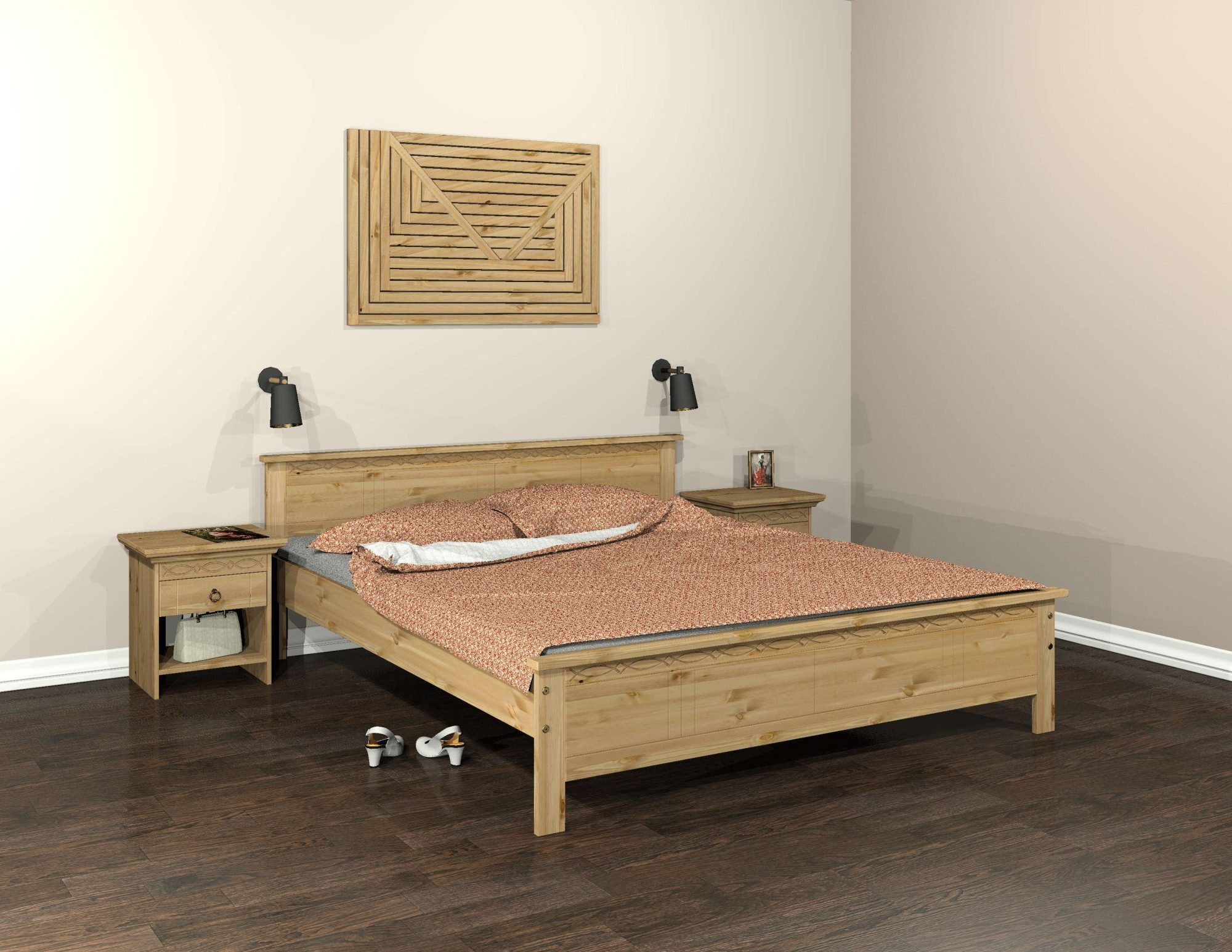 Home affaire Massief houten ledikant Indra, TOPSELLER, landhuisstijl, elegant design, gecertificeerd massief hout bedden beige