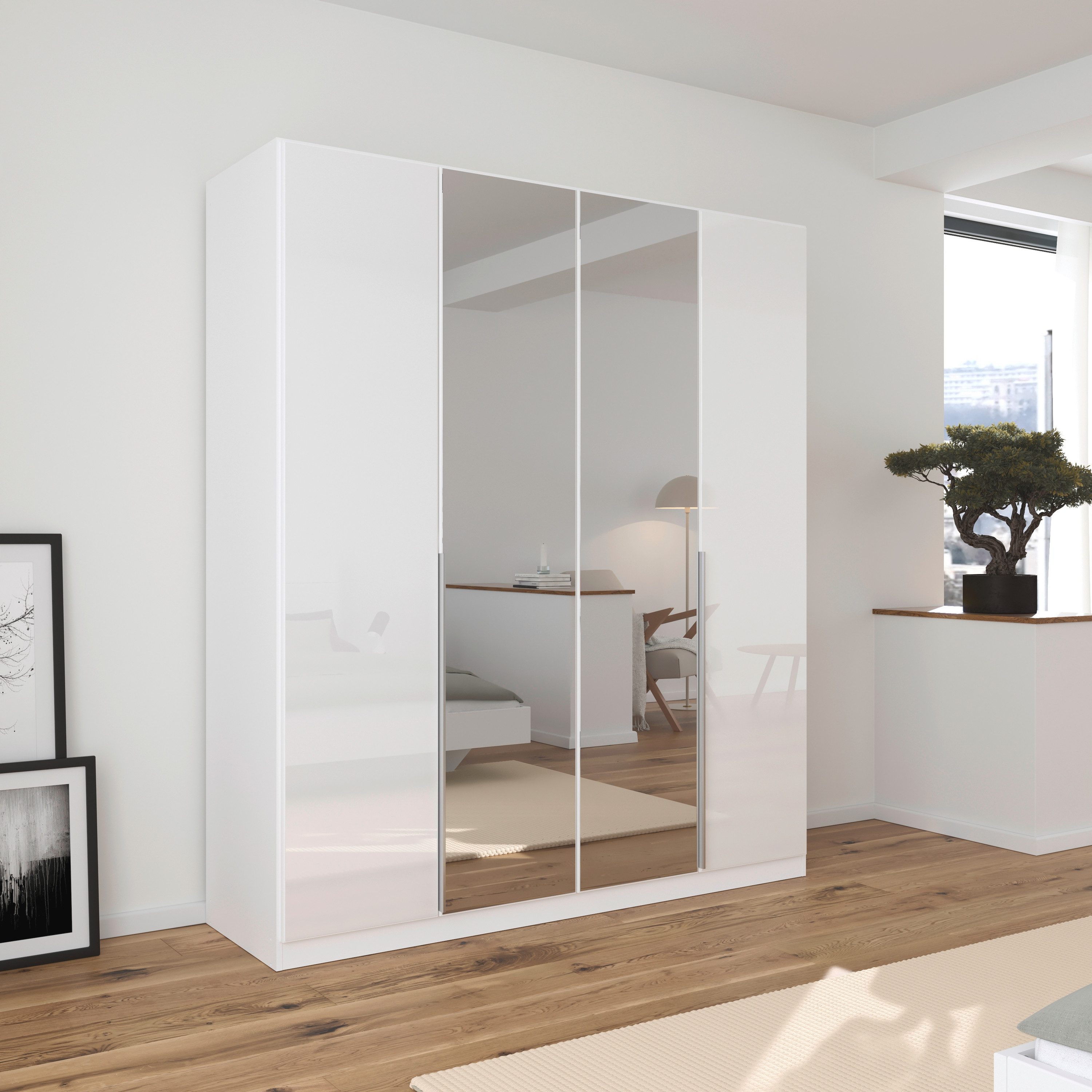rauch Draaideurkast Kledingkasten kast garderobe AGORDO met glazen front doordachte binnenuitrusting, in 6 breedtes en 2 hoogtes made in germany