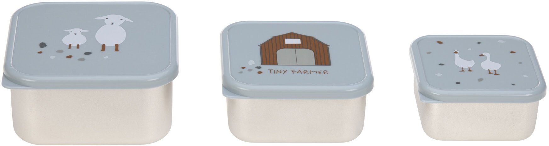 Lässig Lunchbox Tiny Farmer, Blue (3-delig)