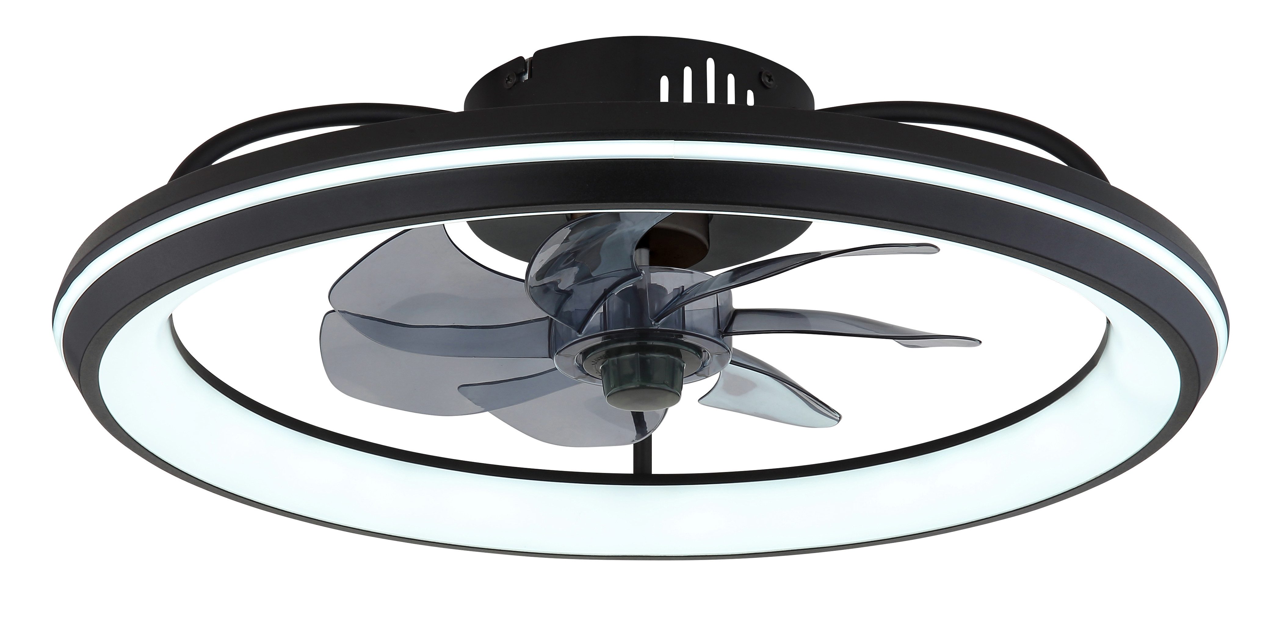 Globo Lightning Plafondlamp CELESTE plafondventilator Mat zwart metaal, koudwit, neutraalwit, warmwit, plafondlamp (1 stuk)