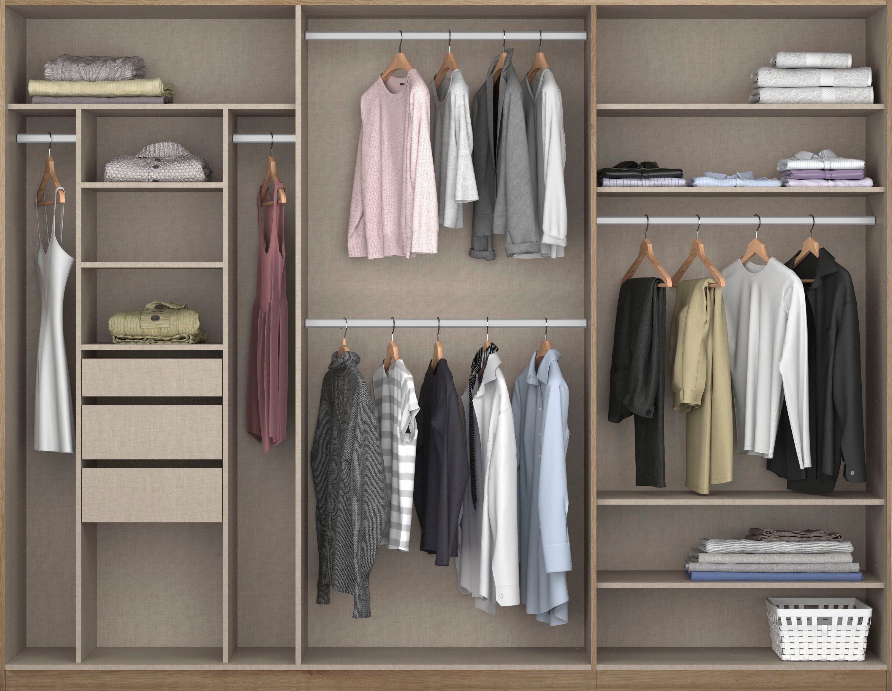 rauch Draaideurkast Kledingkast kast garderobe TOPSELLER OTELI incl. binnenindeling met 3 binnenlades extra planken optioneel met spiegel made in germany