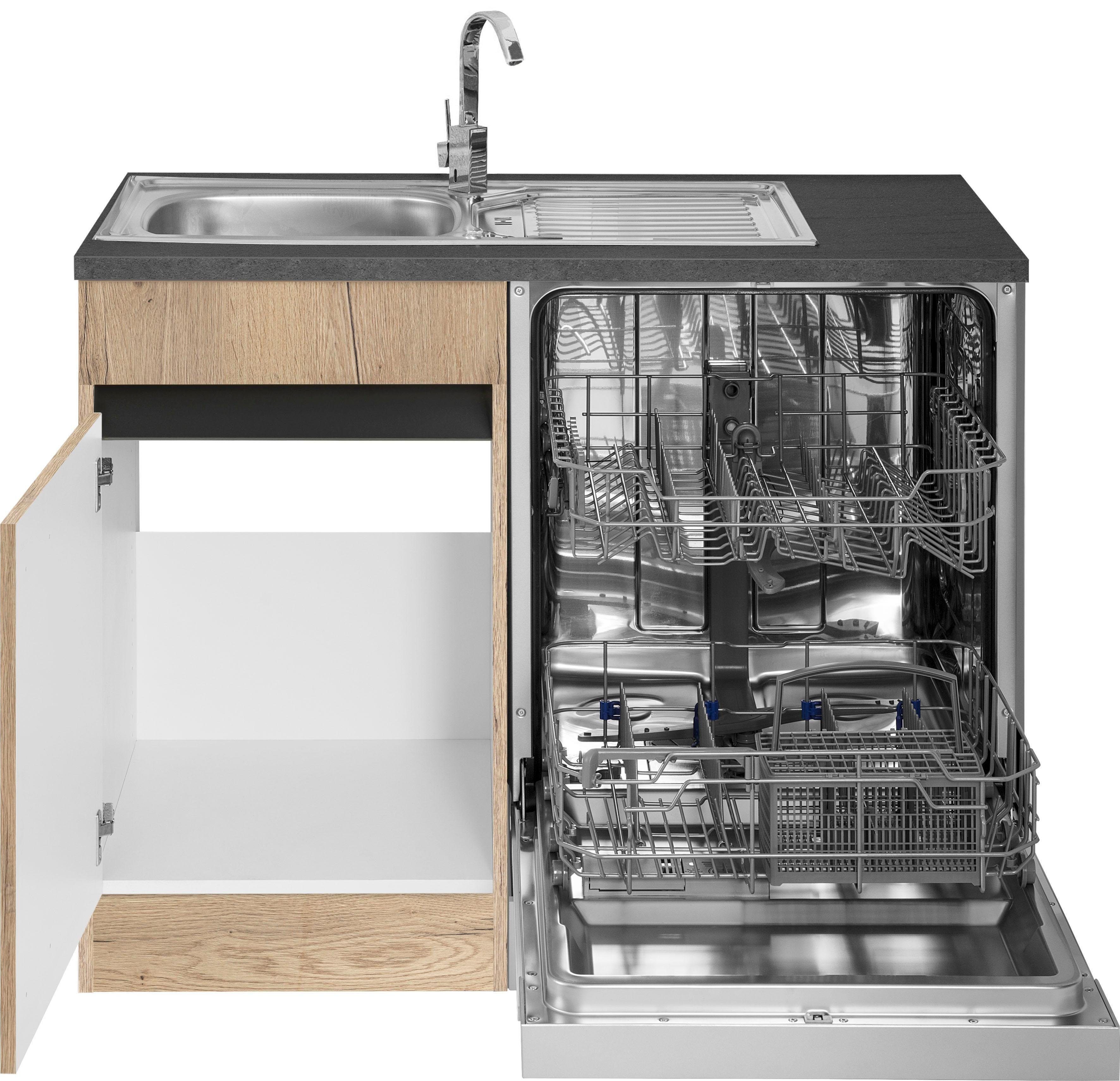 OPTIFIT Hoekkeuken Roth Afmetingen 210x175 cm, naar keuze met elektrische apparaten, push-to-open-functie