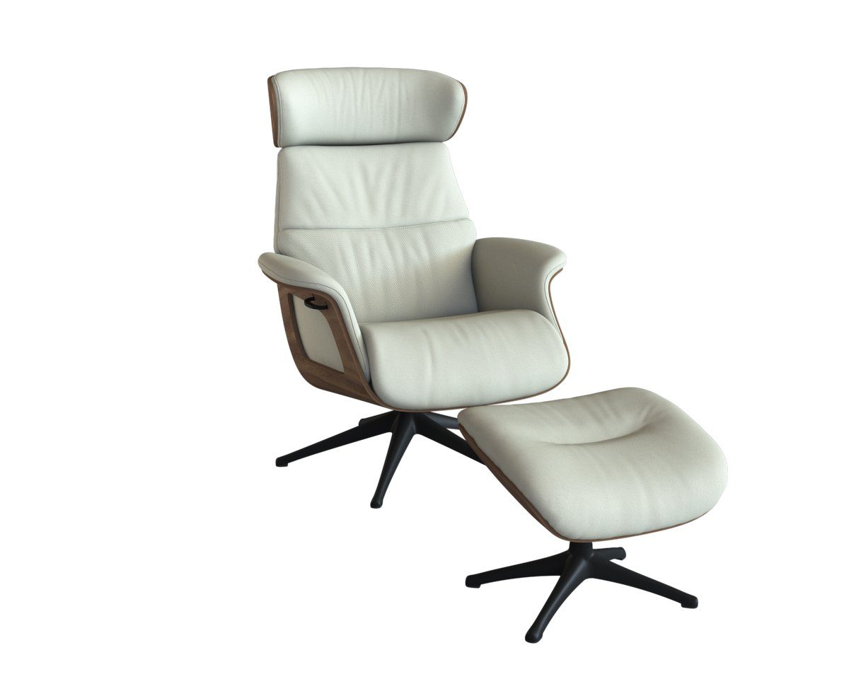 FLEXLUX Relaxfauteuil Clement relaxfauteuil, fauteuil, ligstoel, TV-stoel, Rug- & hoofdverstelling, draaibaar, armleuning walnoot, voet zwart