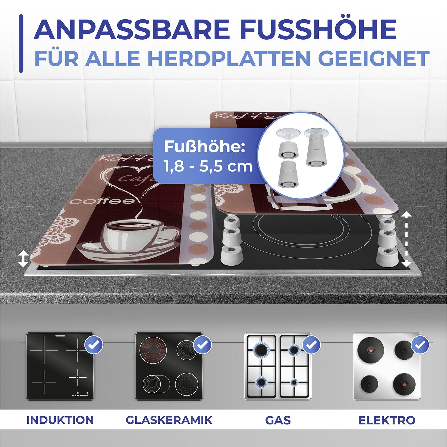 WENKO Kookplaatdeksel Universeel model Koffiegeur (set, 2-delig)