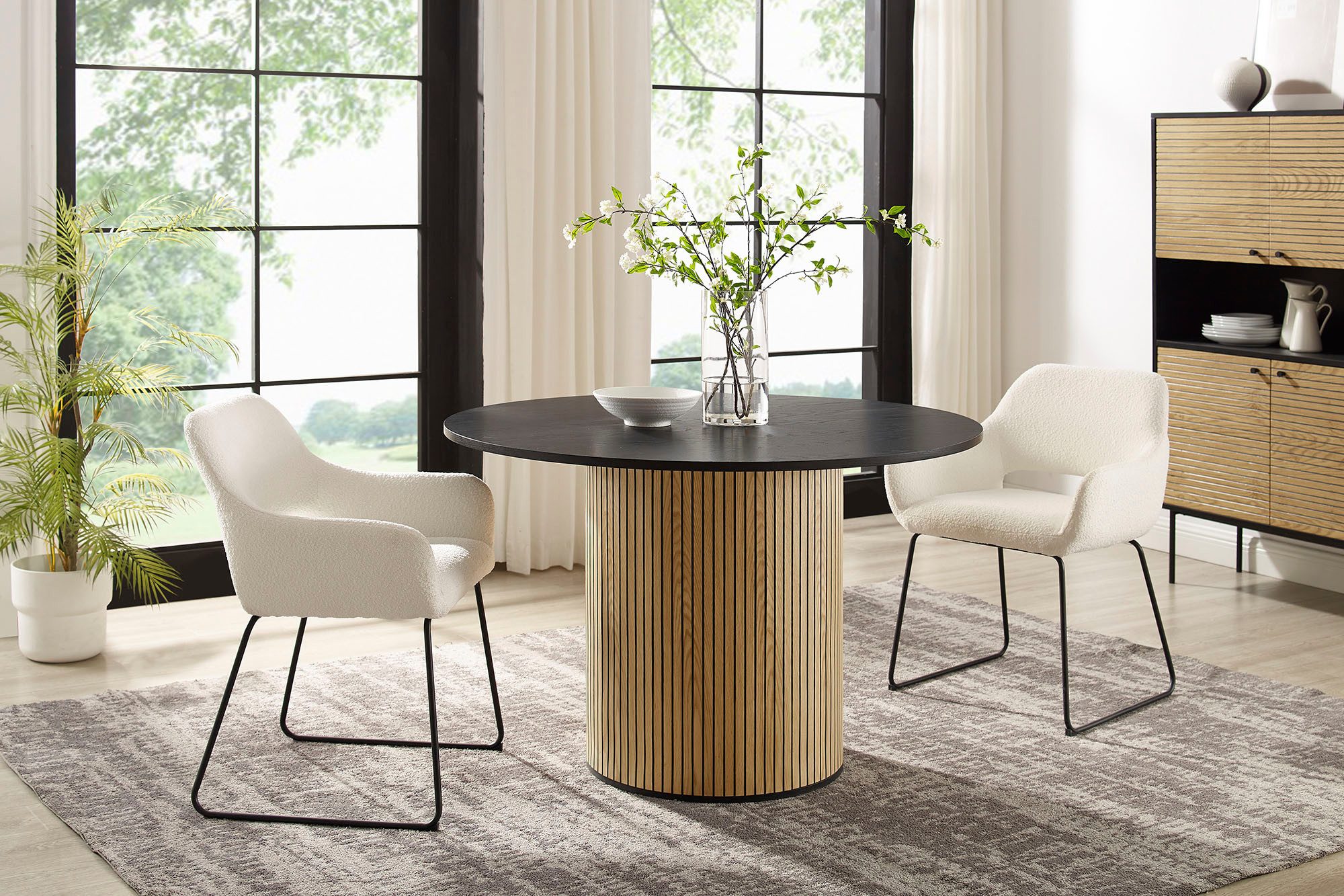 SalesFever Eettafel met geribbelde voet van eikenfineer