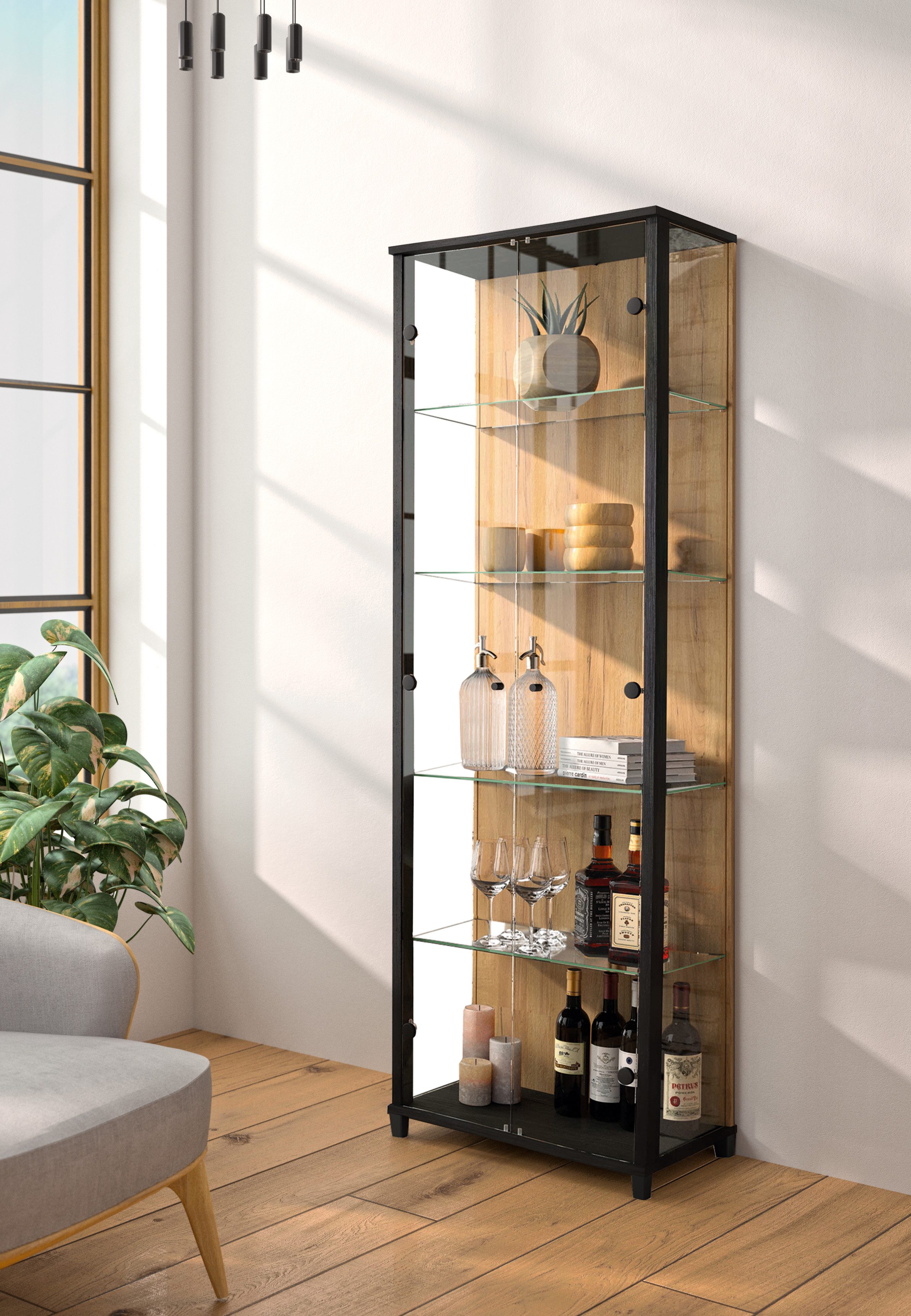 fif möbel Vitrinekast OPTIMA Standvitrine, vitrinekast, glazen vitrine, verzamelvitrine