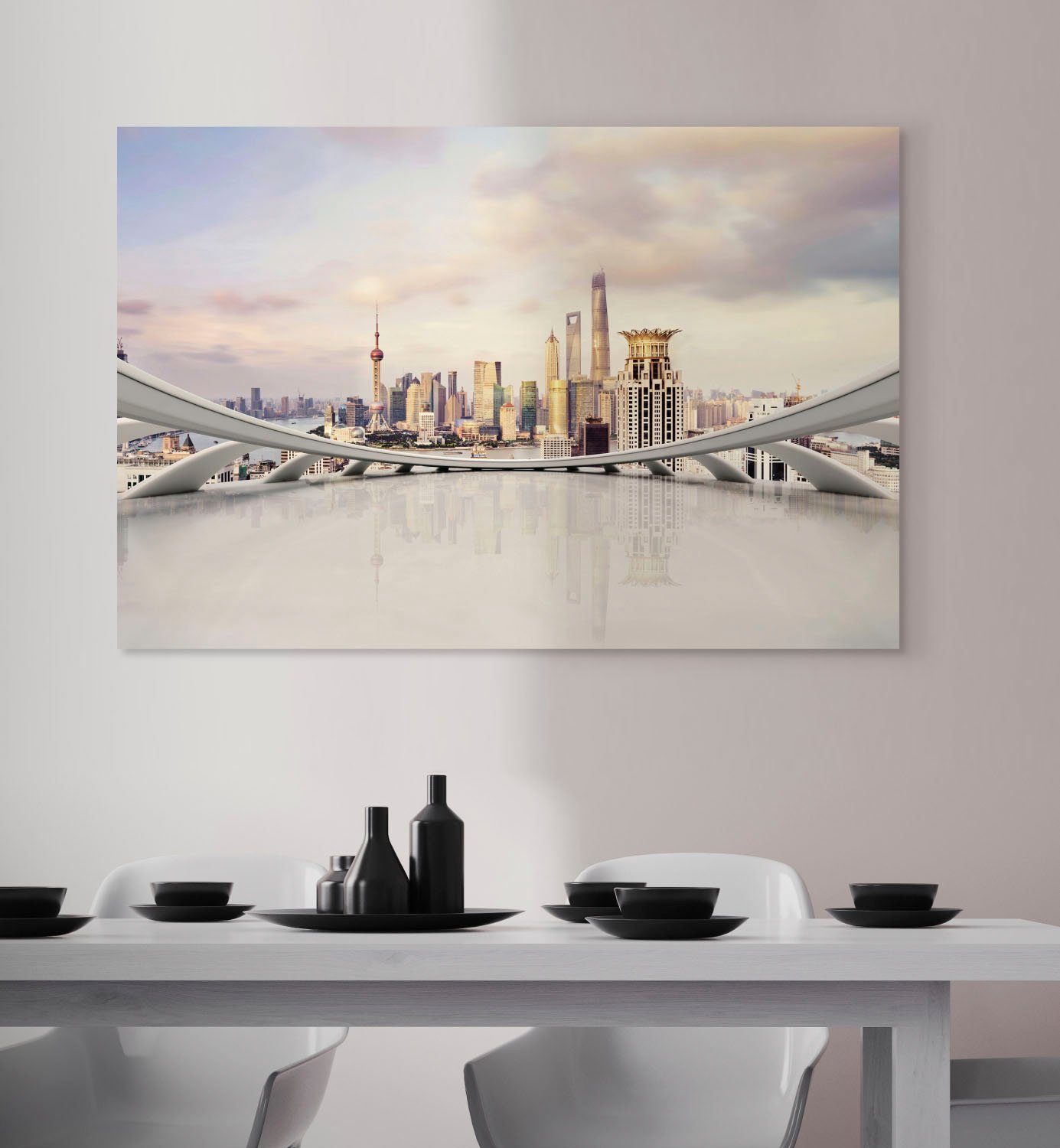 queence Artprint op acrylglas Stad Fine Art-print in galeriekwaliteit