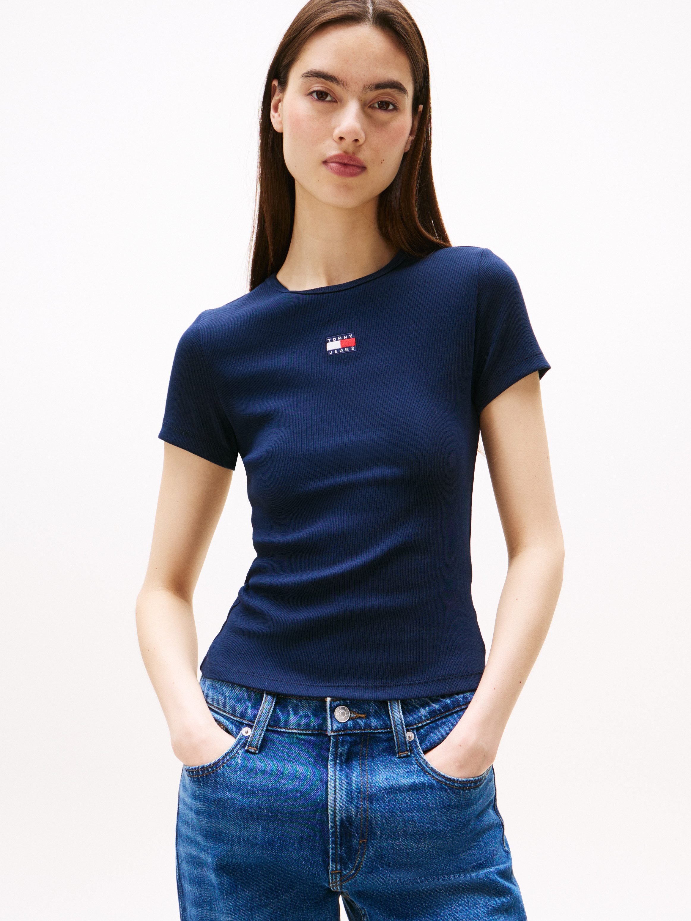 TOMMY JEANS T-shirt TJW SLIM BADGE RIB TEE