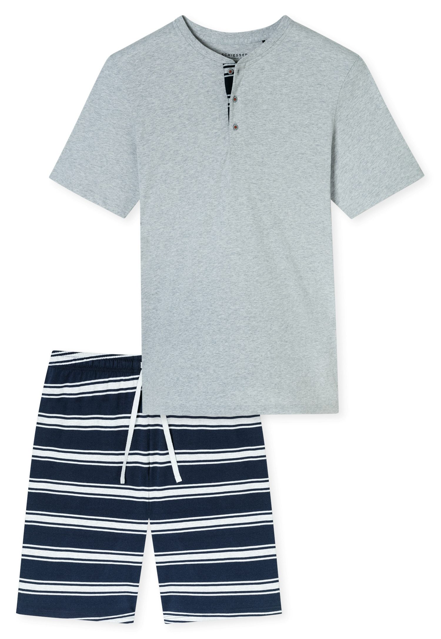 Schiesser Shortama Casual Nightwear Shirt met functionele knoopsluiting (2-delig)