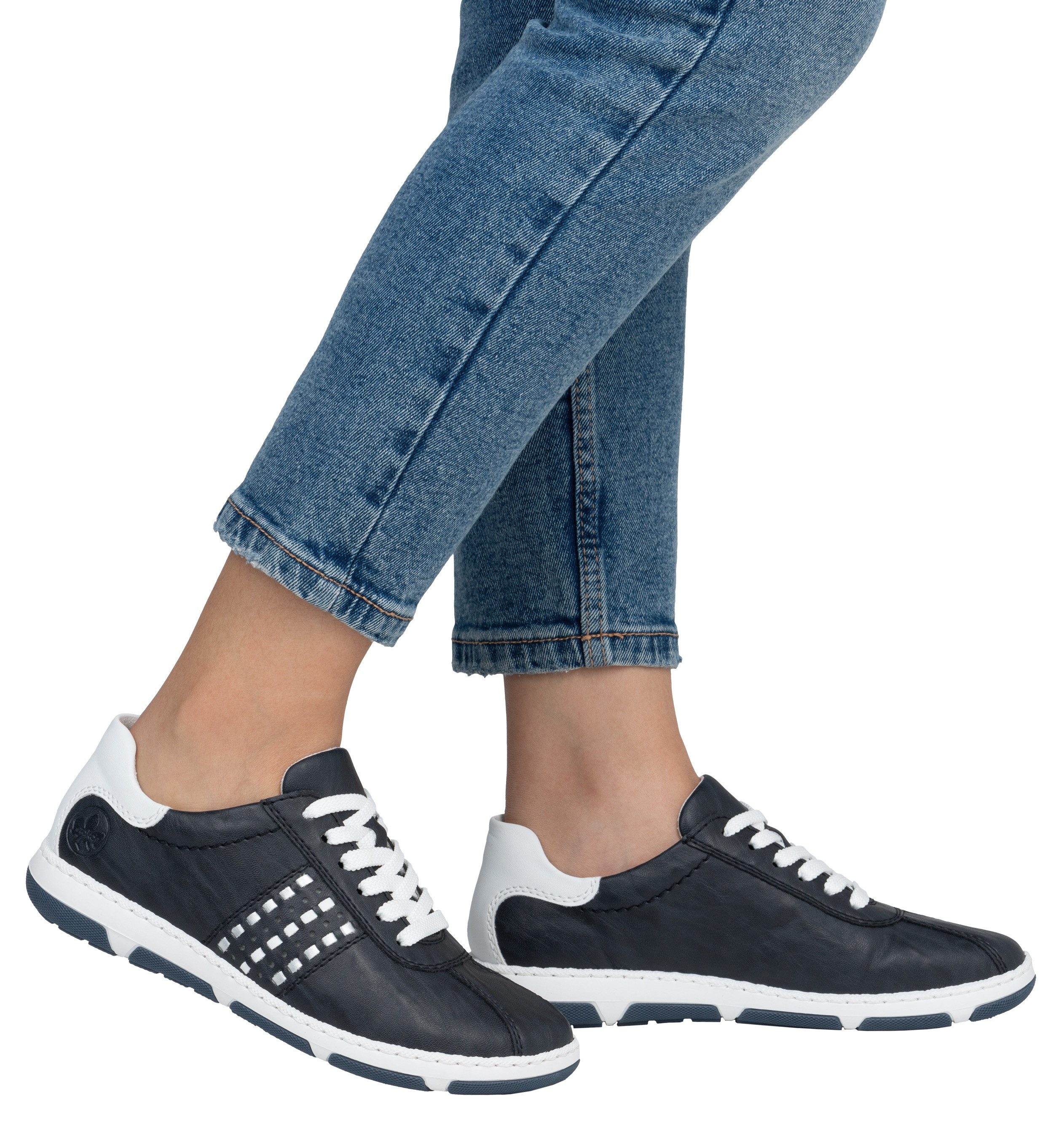 Rieker Sneakers , lage schoen, vrijetijdsschoen, veterschoen met gevoerde schacht