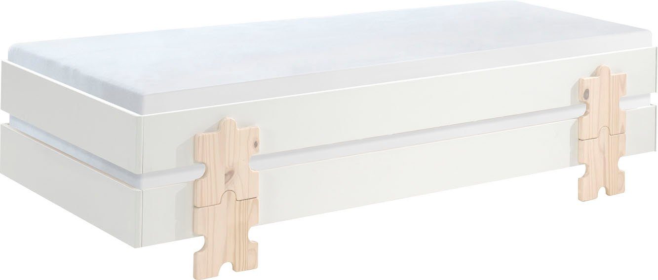 Vipack Kinderledikant Modulo, stapelbaar eenpersoonsbed, incl. lattenbodem, 2 kleuren Ligoppervlak 90/200 cm, afzonderlijk of als 2-delige set verkrijgbaar