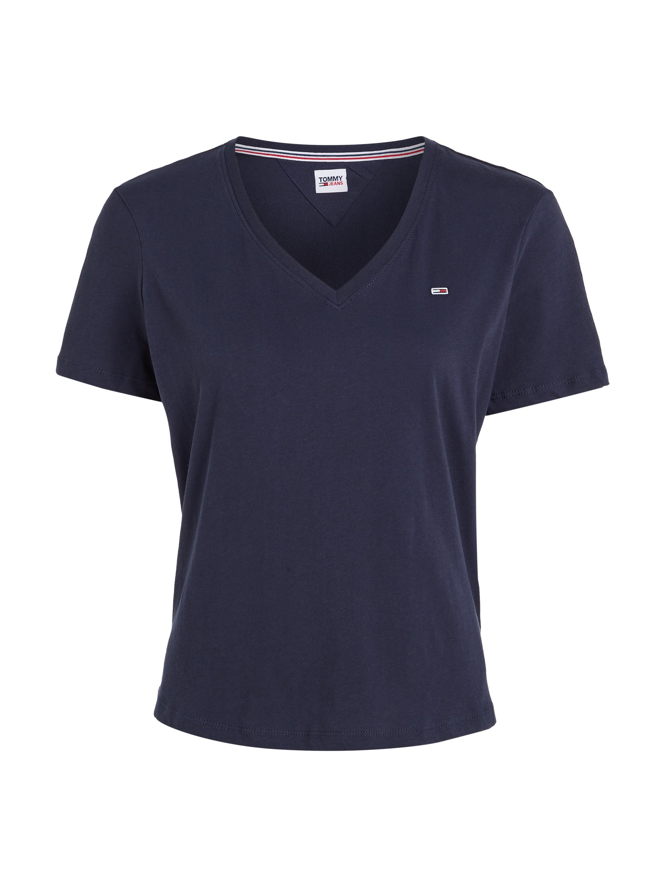 TOMMY JEANS Shirt met V-hals met tommy jeans-merklabel op borsthoogte