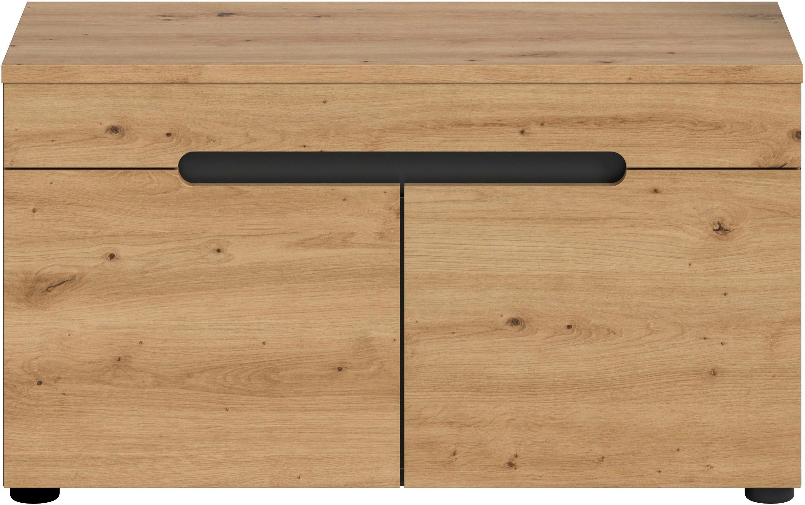INOSIGN Zitbank Rehat, breedte 80 cm, in basalt grijs/Artisan eiken, 2 deuren Garderobenbank, halbank, gangbank, bank met opbergruimte, bank