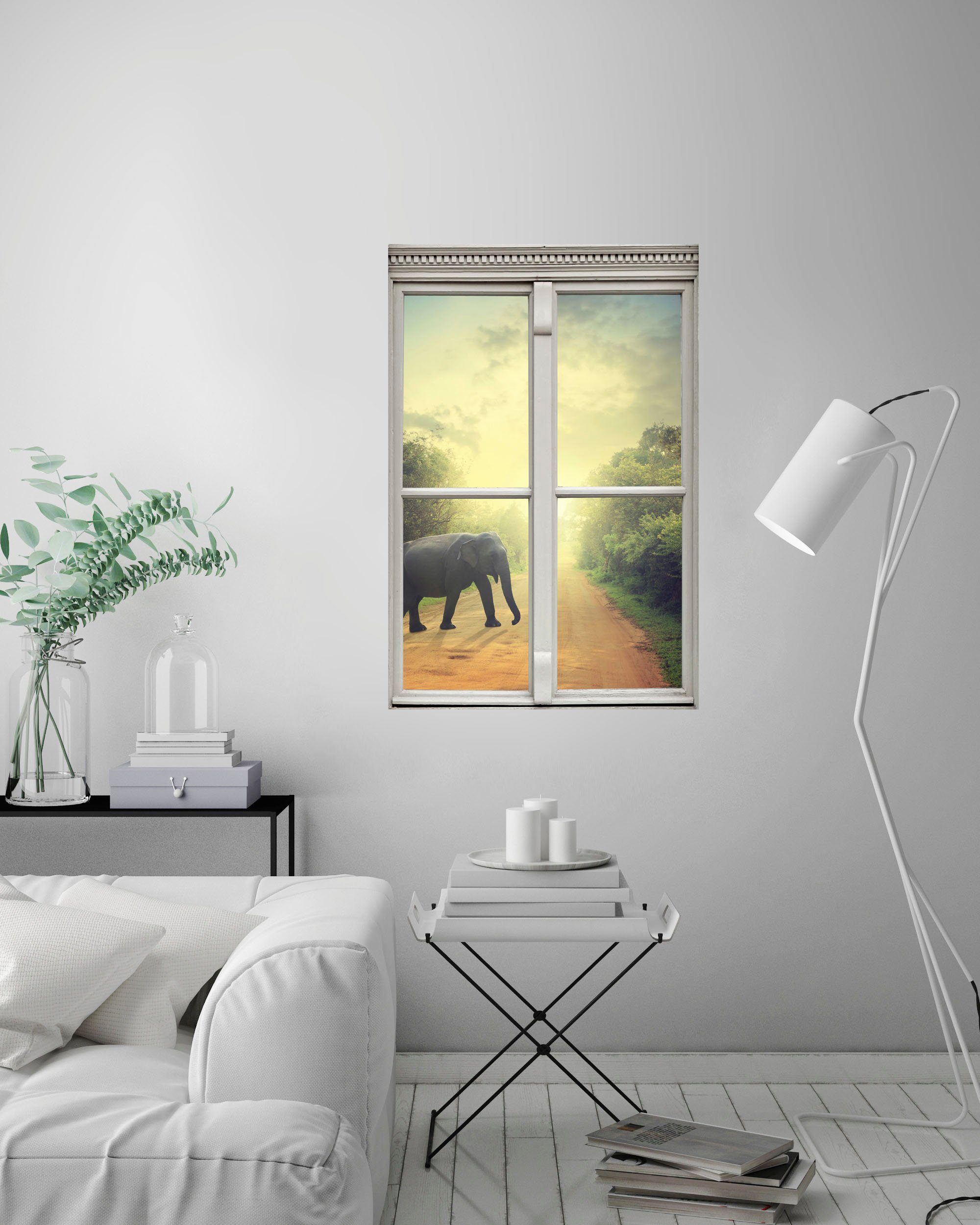 queence Wandfolie Olifant Muursticker, muurdecoratie, zelfklevend, 3D, raam