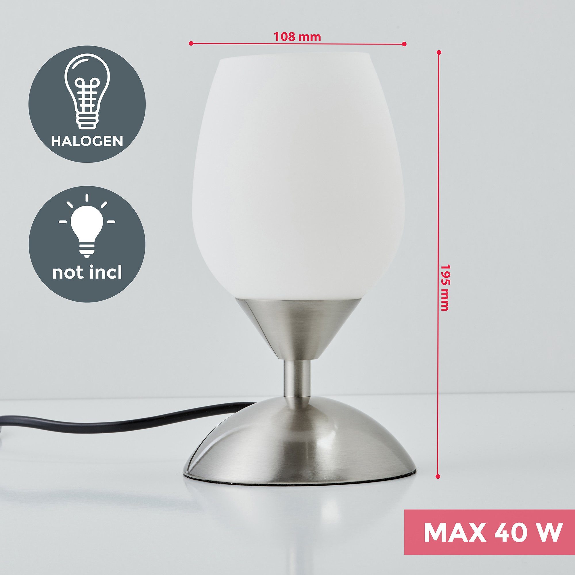 B.K.Licht Tafellamp Touchlamp, dimbaar, nachttafellamp, bureau lamp, woonkamer