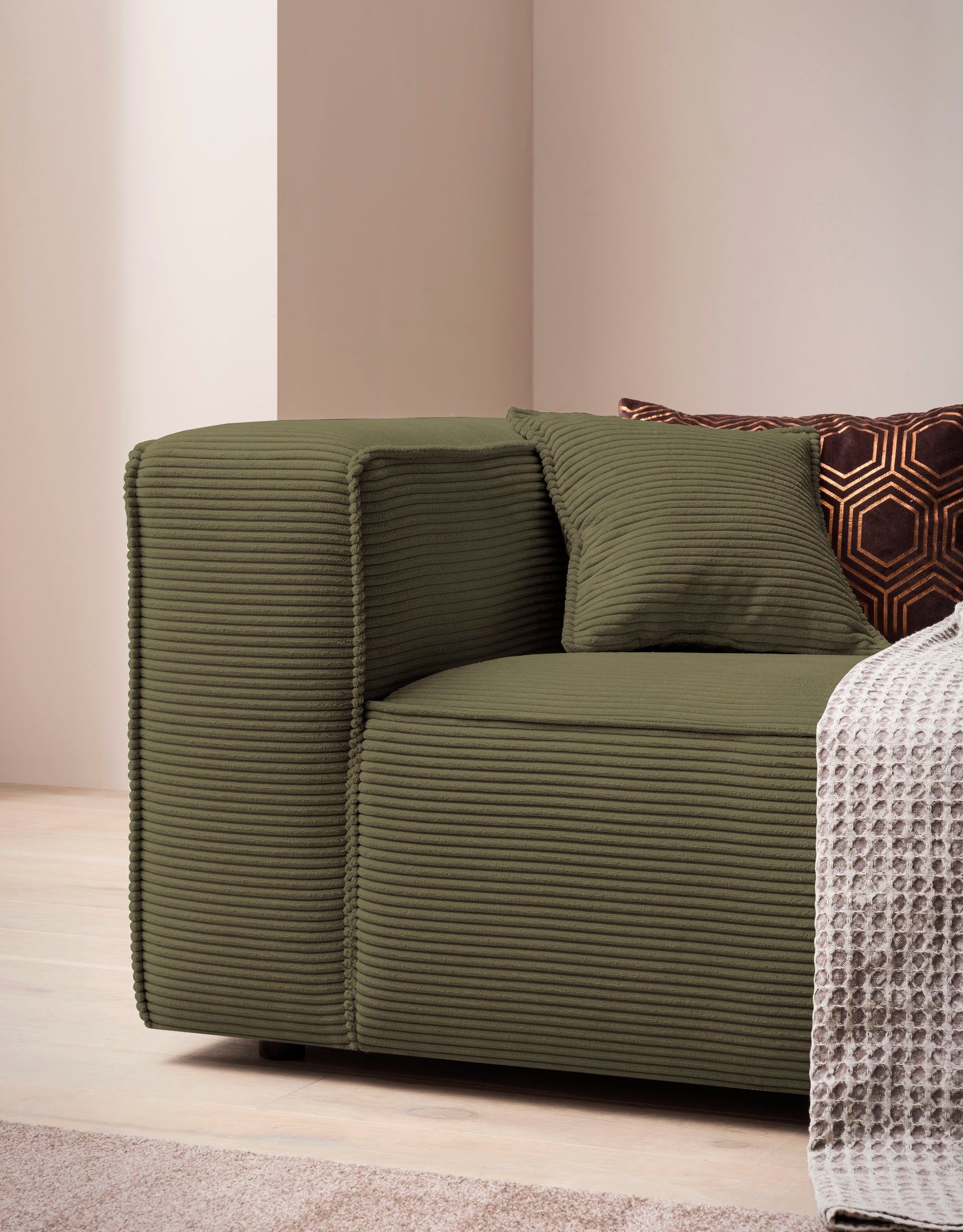 LeGer Home by Lena Gercke 3-zitsbank PIARA, XXL sofa met biesnaad, Big-sofa in cord of linnenlook