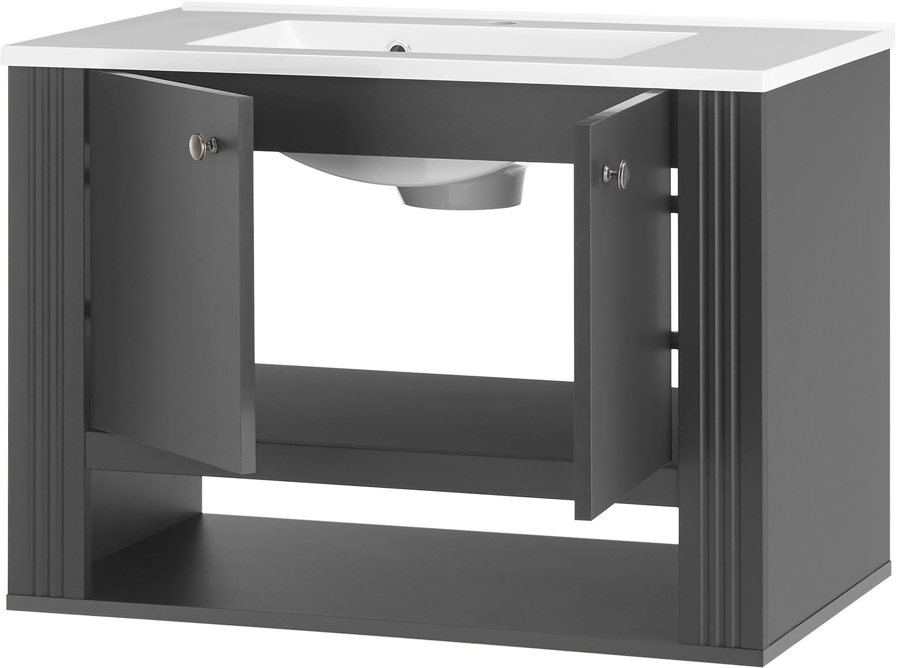 Home affaire Wastafelonderkast WESTMINSTER, Waschbeckenunterschrank inkl. Waschbecken, Metallgriffe in romantische rustieke stijl, exclusief by otto (1 stuk)