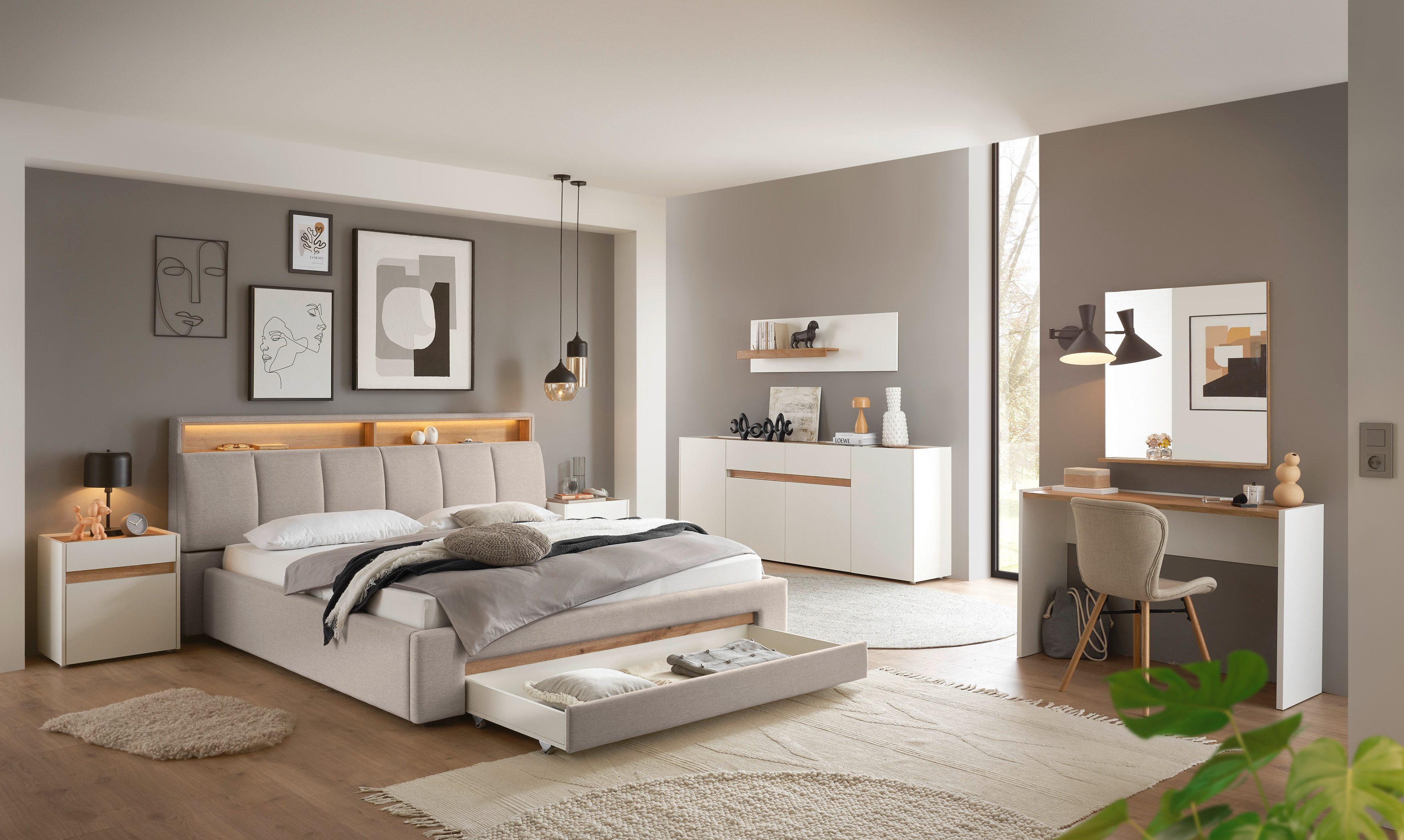 INOSIGN Gestoffeerd bed CiTY/GiRON,, gepolsterd opbergbed, met LED-verlichting Bedkisten met hondenbed of als opbergruimte, opklapbare hoofdeinden