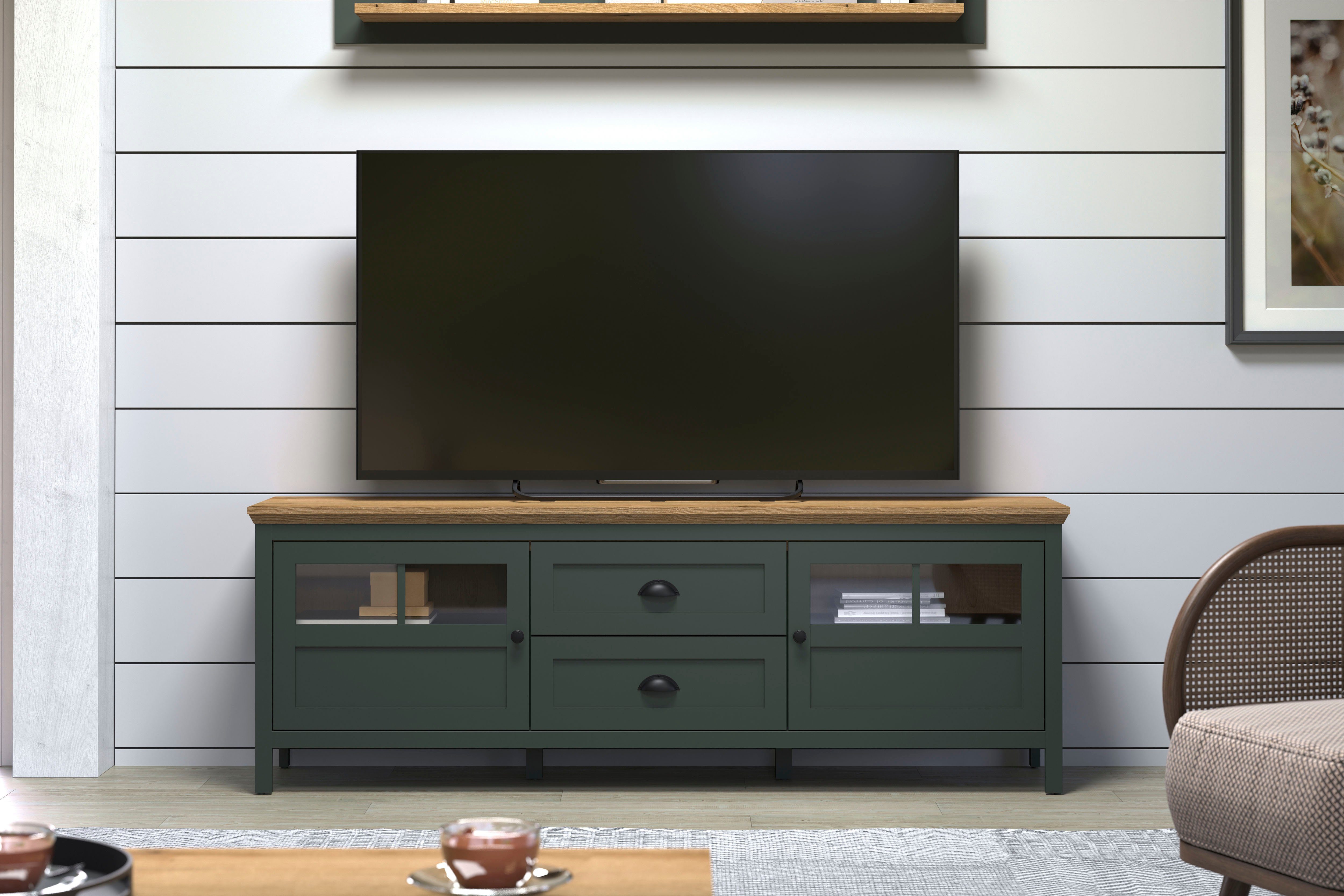 Home affaire Tv-meubel Vienna Lowboard met verlichting en volledig uittrekbare lade - B/D/H 184/45/64 cm (1 stuk)