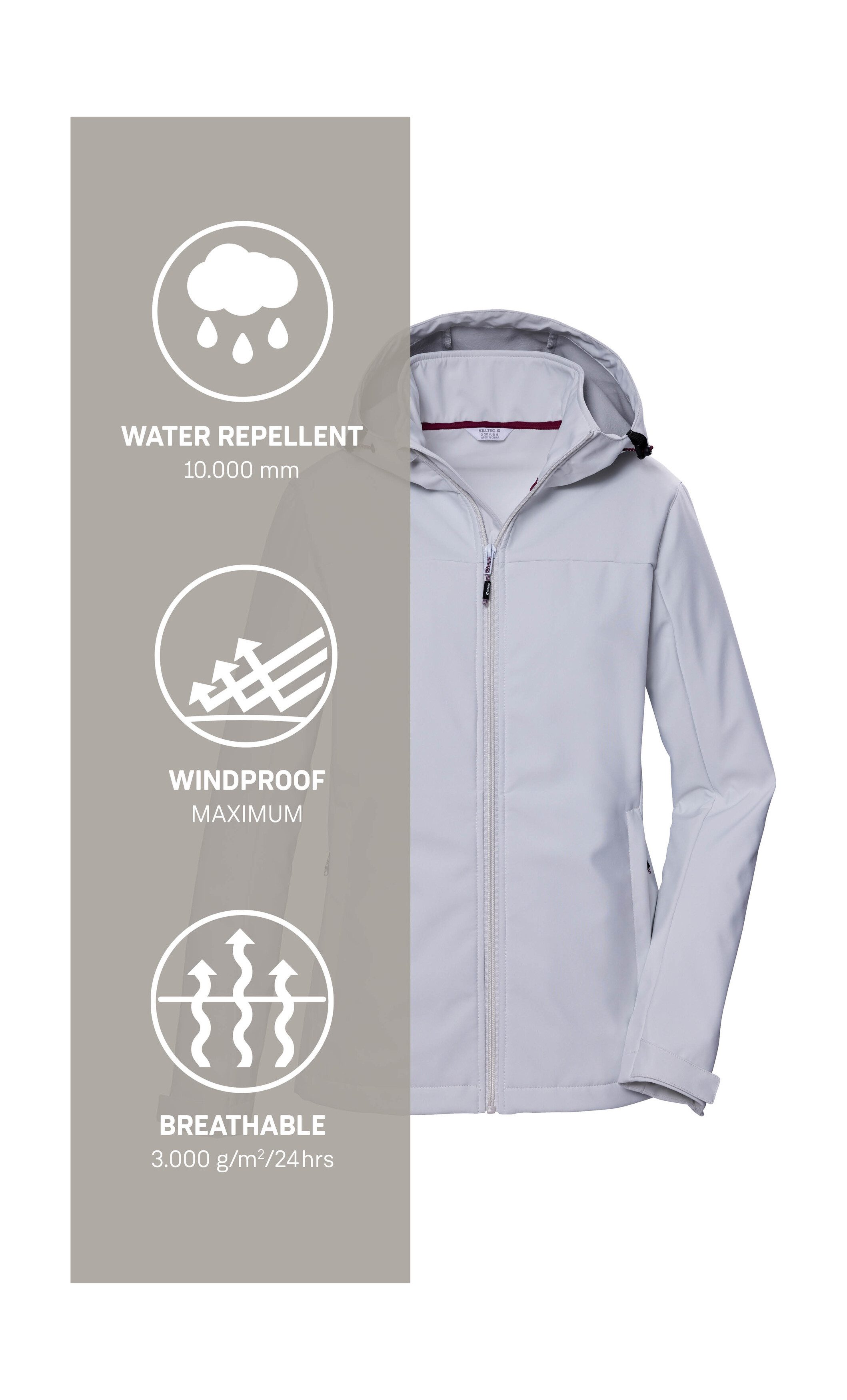 Killtec Softshell-jack KOS 102 WMN SFTSHLL JCKT Waterafstotende, ademende softshelljack, PFAS-vrij geïmpregneerd