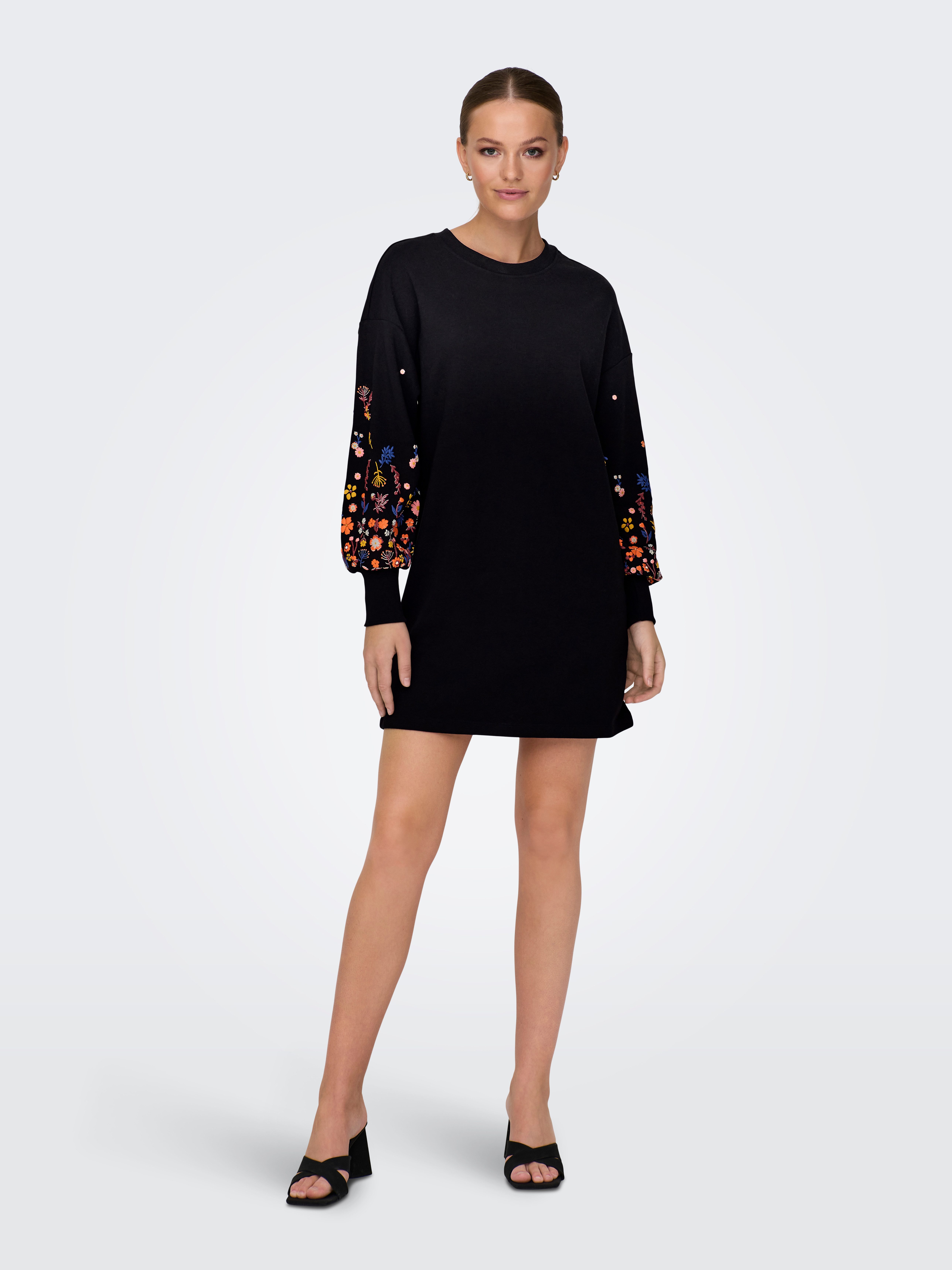 Only Sweatjurk ONLBROOKE LS SHORT DRESS FLOWER SWT NOOS
