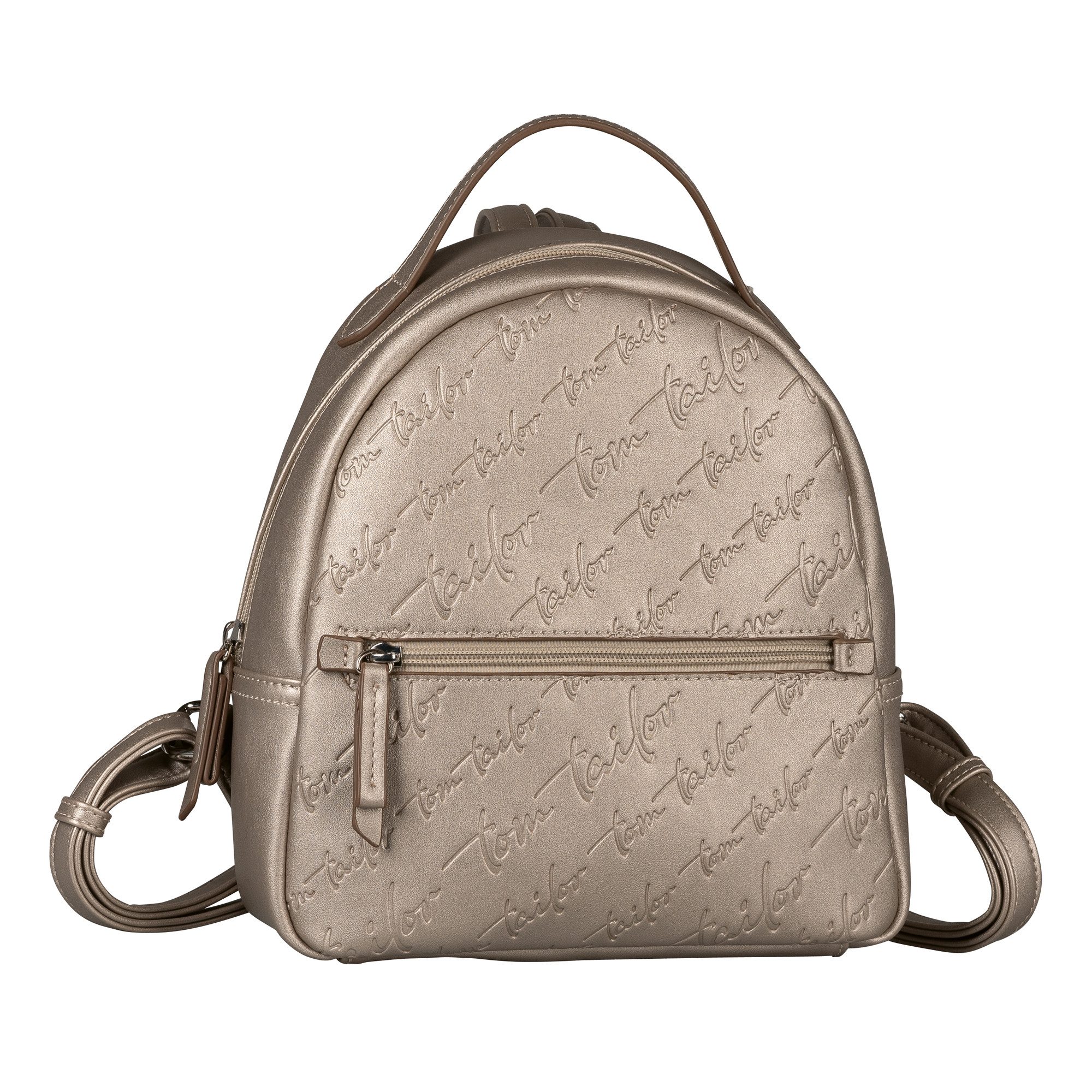 Tom Tailor Rugzak Denice van glad imitatieleer met een prachtig logo in cursief dames rugzakken beige