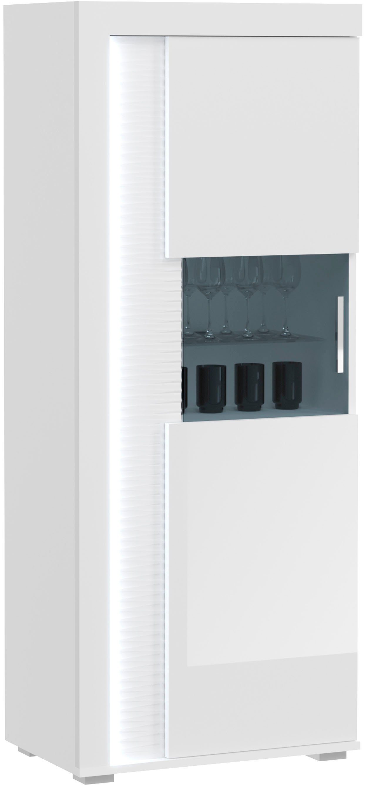 INOSIGN Vitrinekast Viborg, Hoogte 148 cm, inclusief verticale frontverlichting, links/rechts monteerbaar