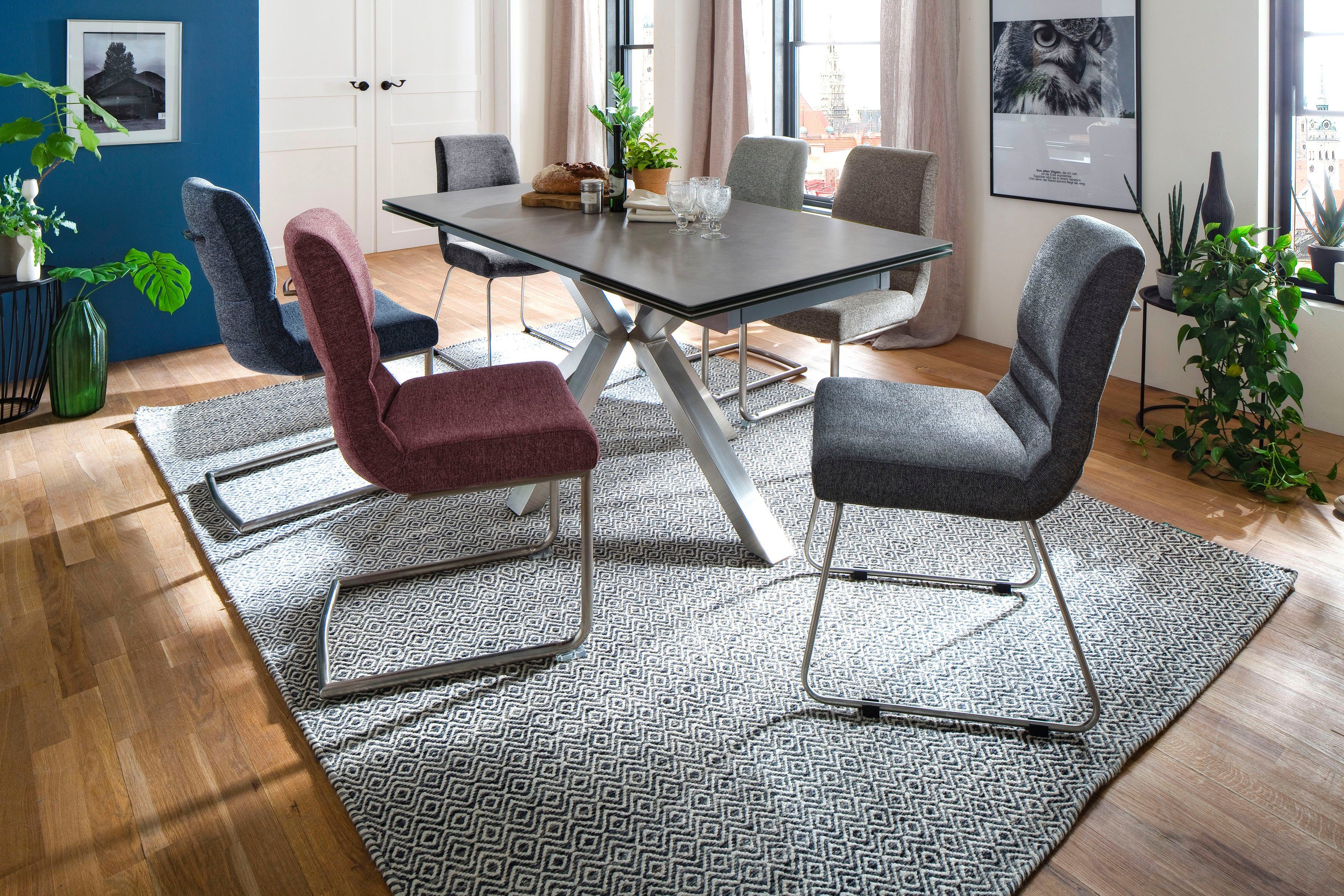 MCA furniture Eettafel Nagano Eettafel glas-keramiek met uittrekbaar deel aan de kopse kant