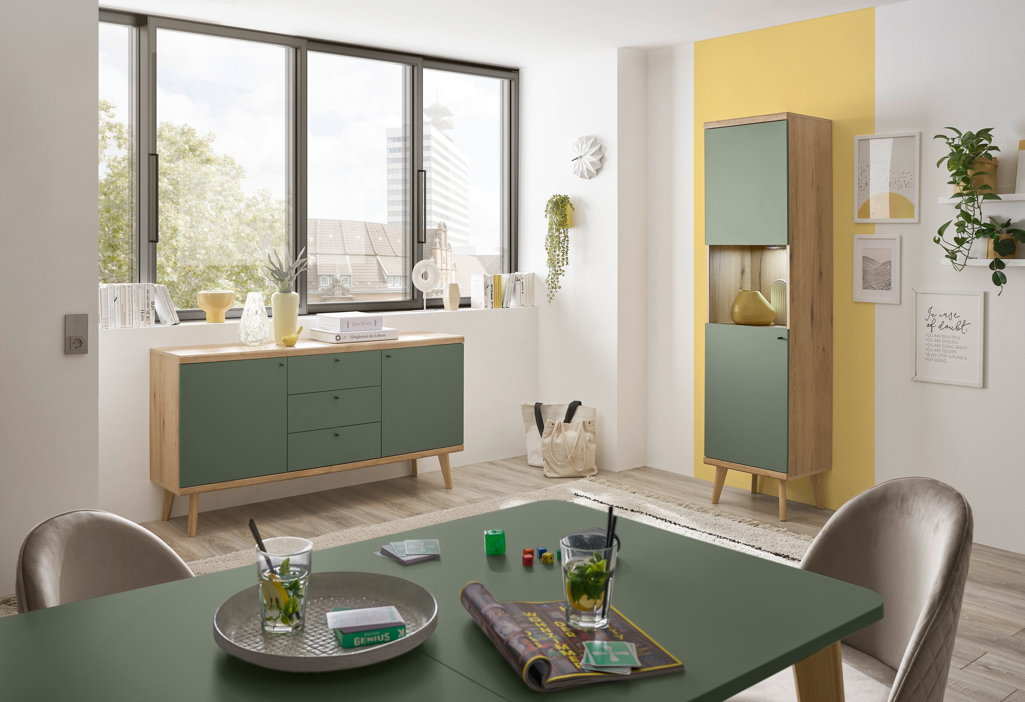 INOSIGN Dressoir MAVAS in moderne trendkleur, handgrepen van metaal (zwart), breedte 160 cm
