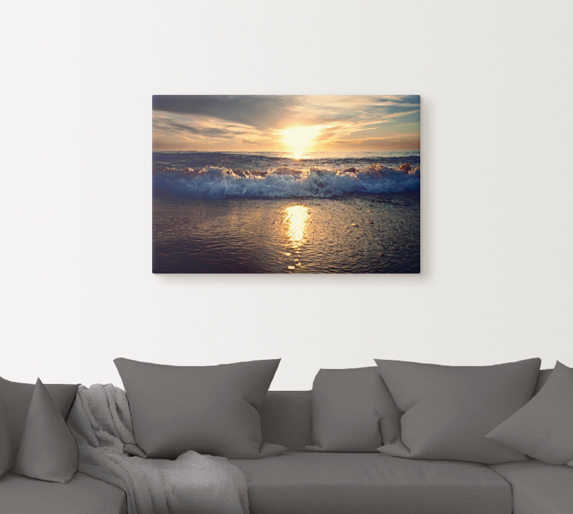 Artland Artprint Zonsondergang aan zee als artprint van aluminium, artprint voor buiten, artprint op linnen in verschillende maten