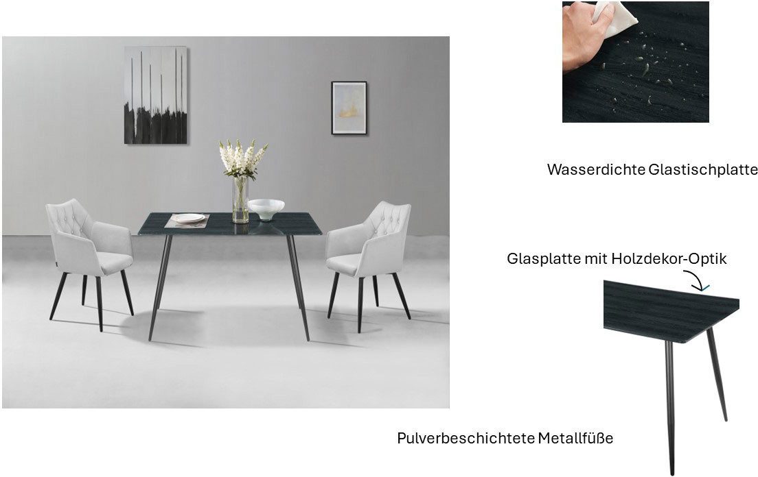 Home affaire Eettafel Turah, TOPSELLER! met glazen blad in houtlook, tijdloos ontwerp, onderhoudsvriendelijk