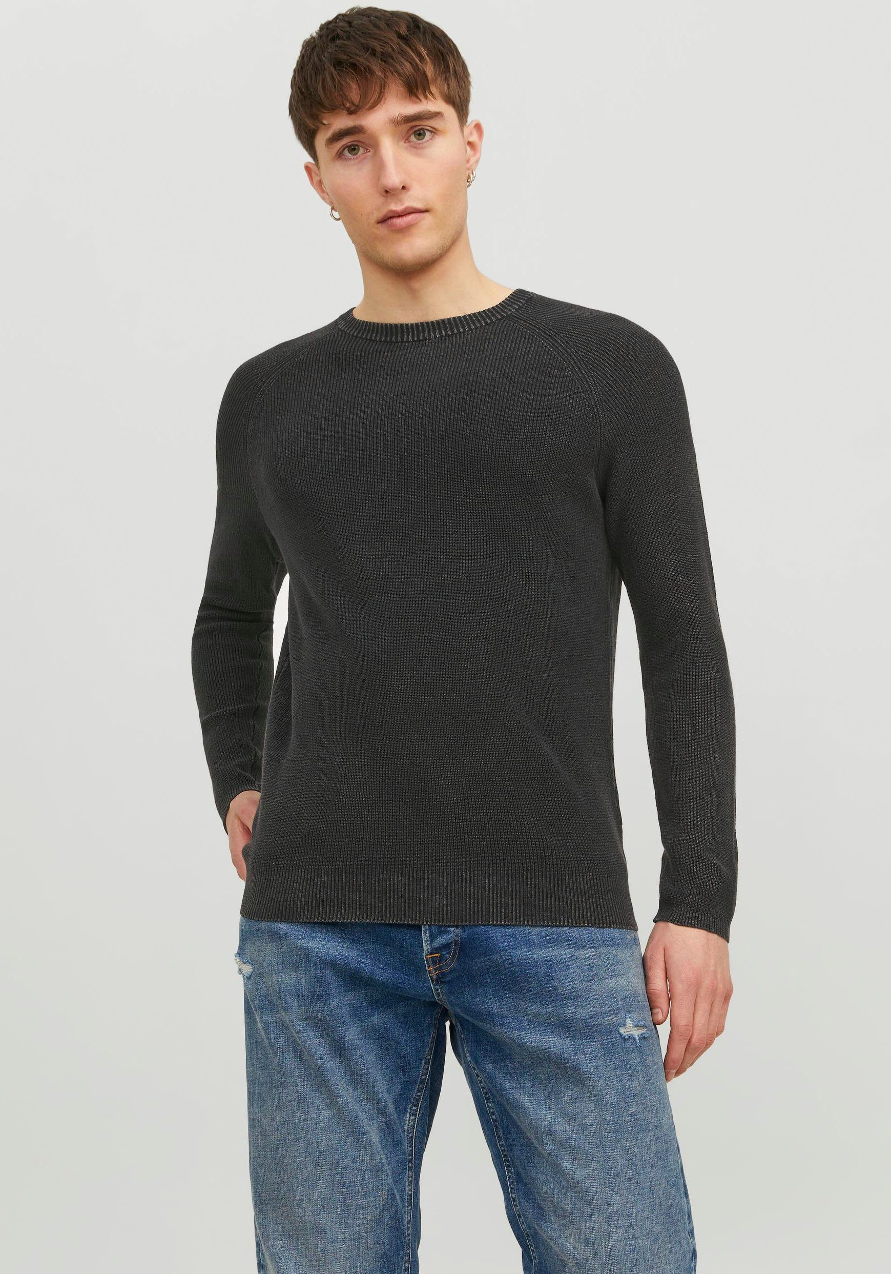 Jack & Jones Trui met ronde hals JJEMATT KNIT CREW NECK NOOS heren pullovers maat S zwart