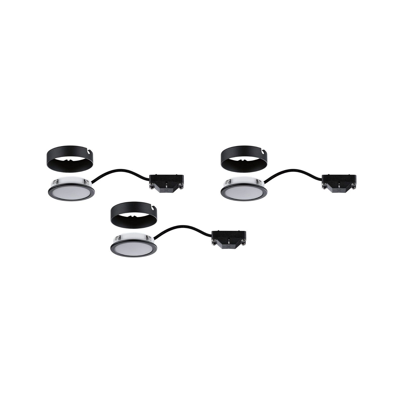 Paulmann Verlichting voor onderkast Meubel Set Pukk 3x3,5W 210lm 12/230V 2700K Kunststof/Zwart (3 stuks)