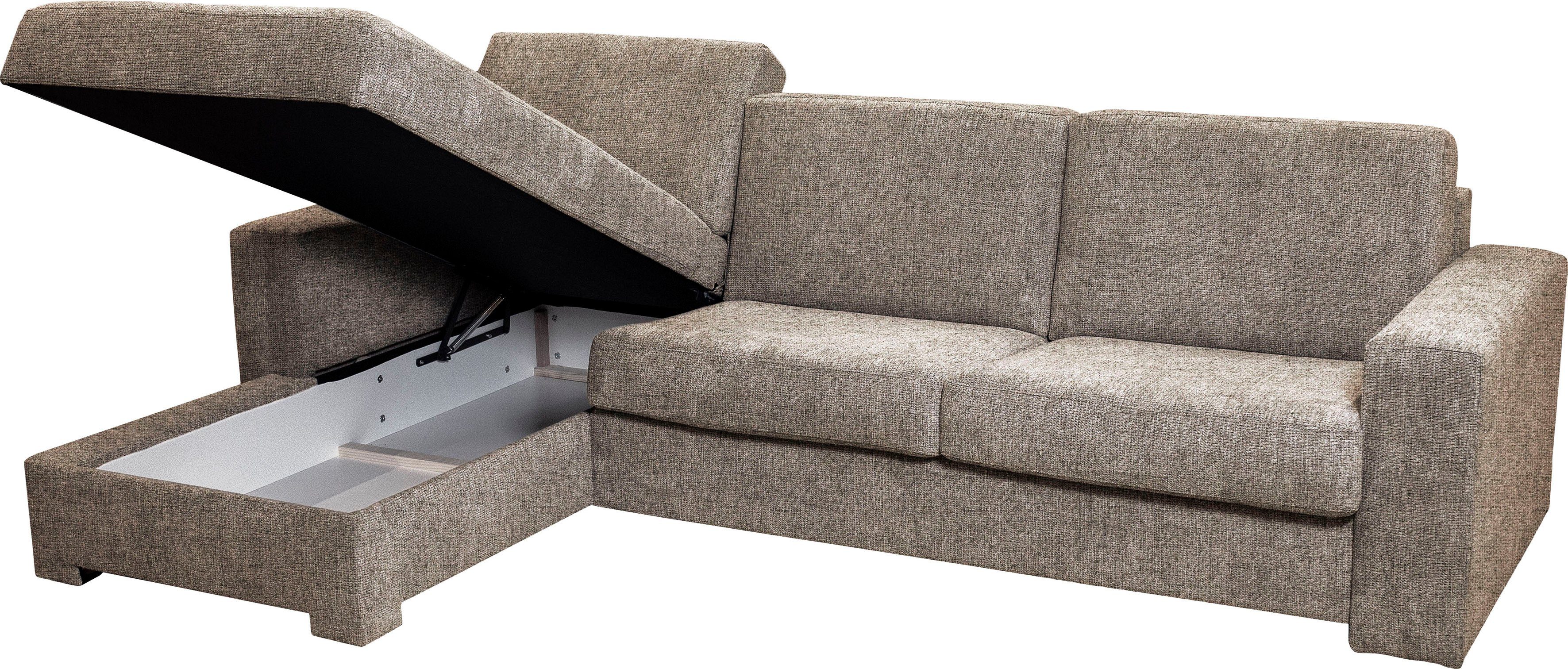 Home affaire Hoekbank Roma "M" matras hoogte 14 cm, slaapfunctie, met ondervering,