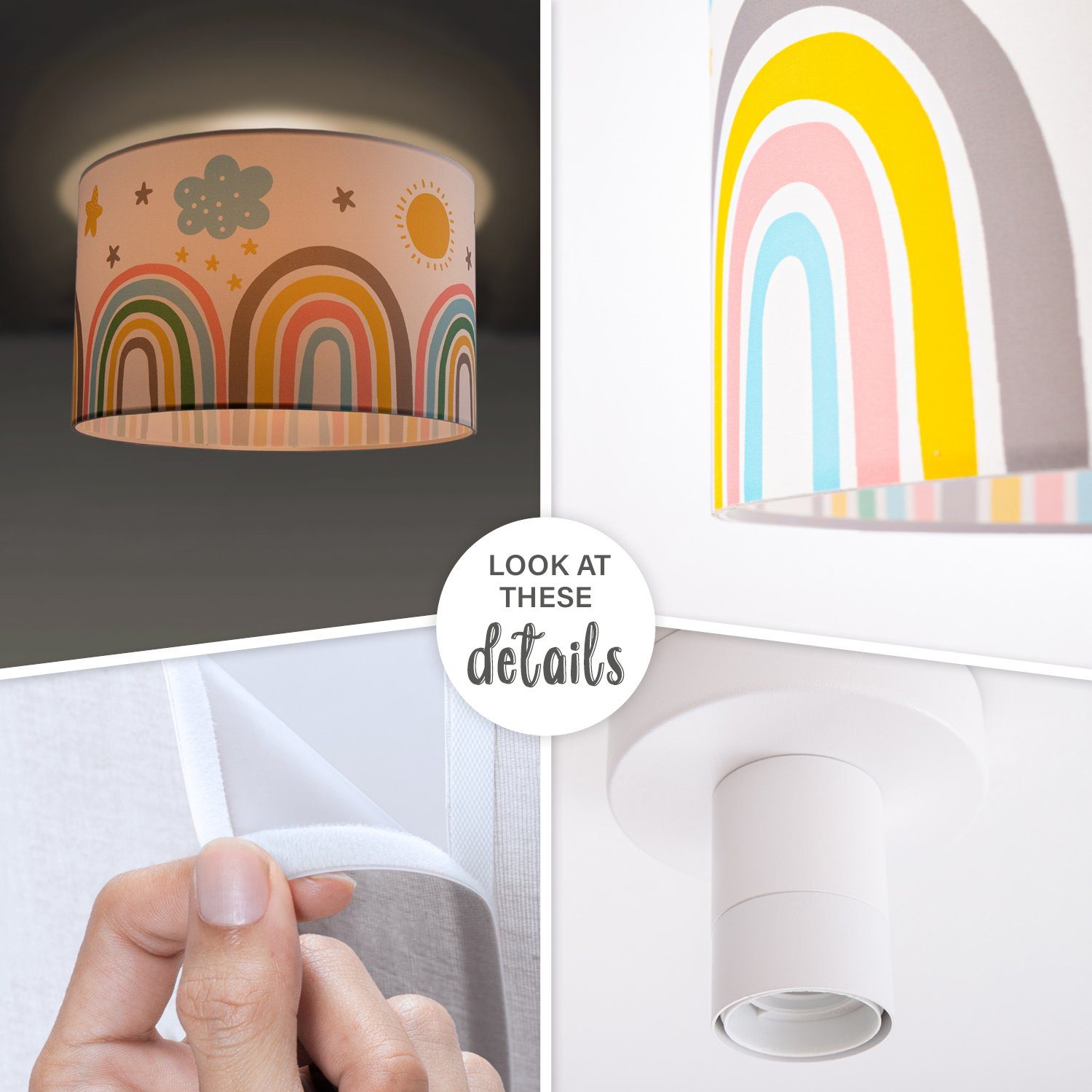 Paco Home Plafondlamp Tweet 462 Lamp kinderkamer plafondlamp regenboog zon wolken sterren E27