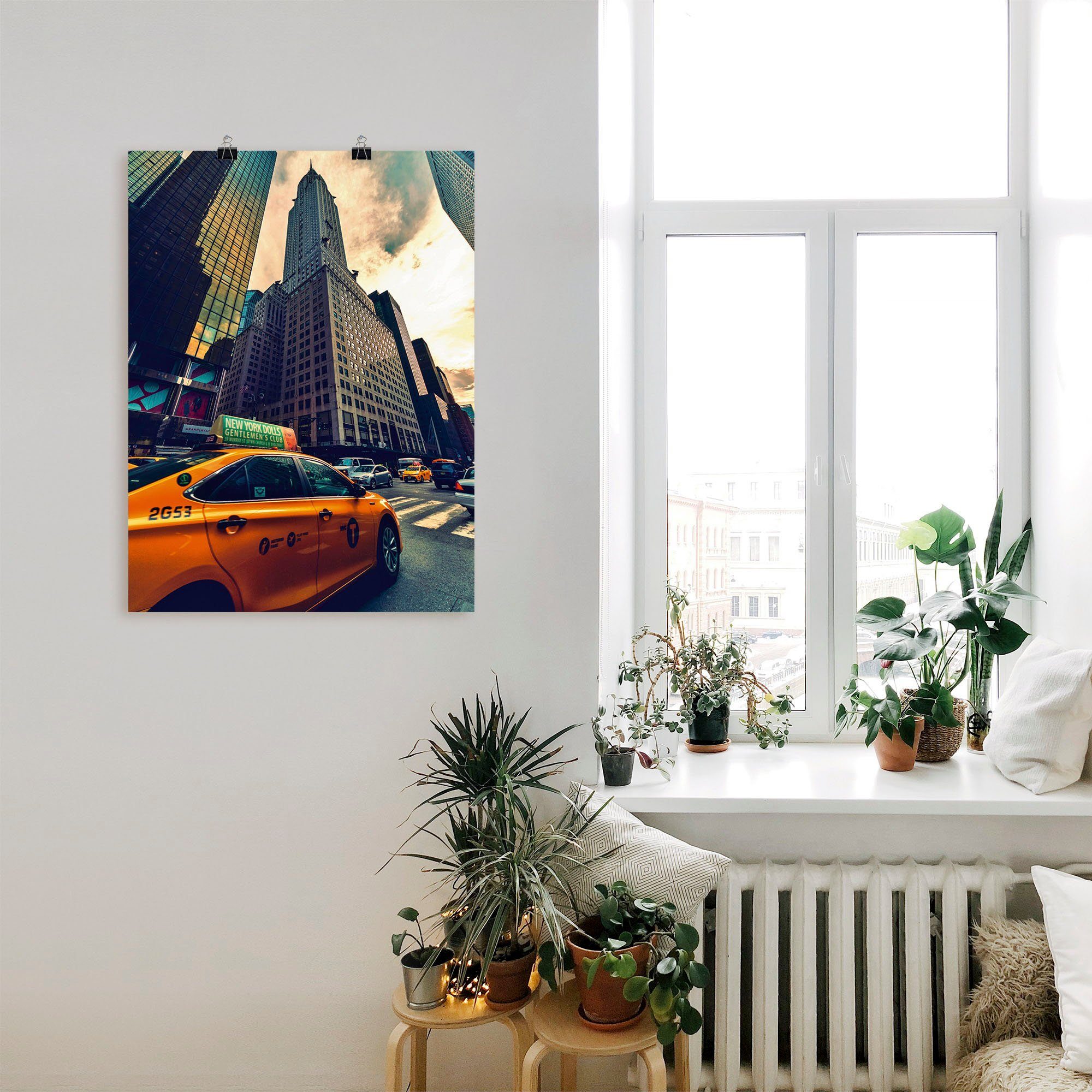 Artland Artprint Taxi in New York als artprint op linnen, poster in verschillende formaten maten