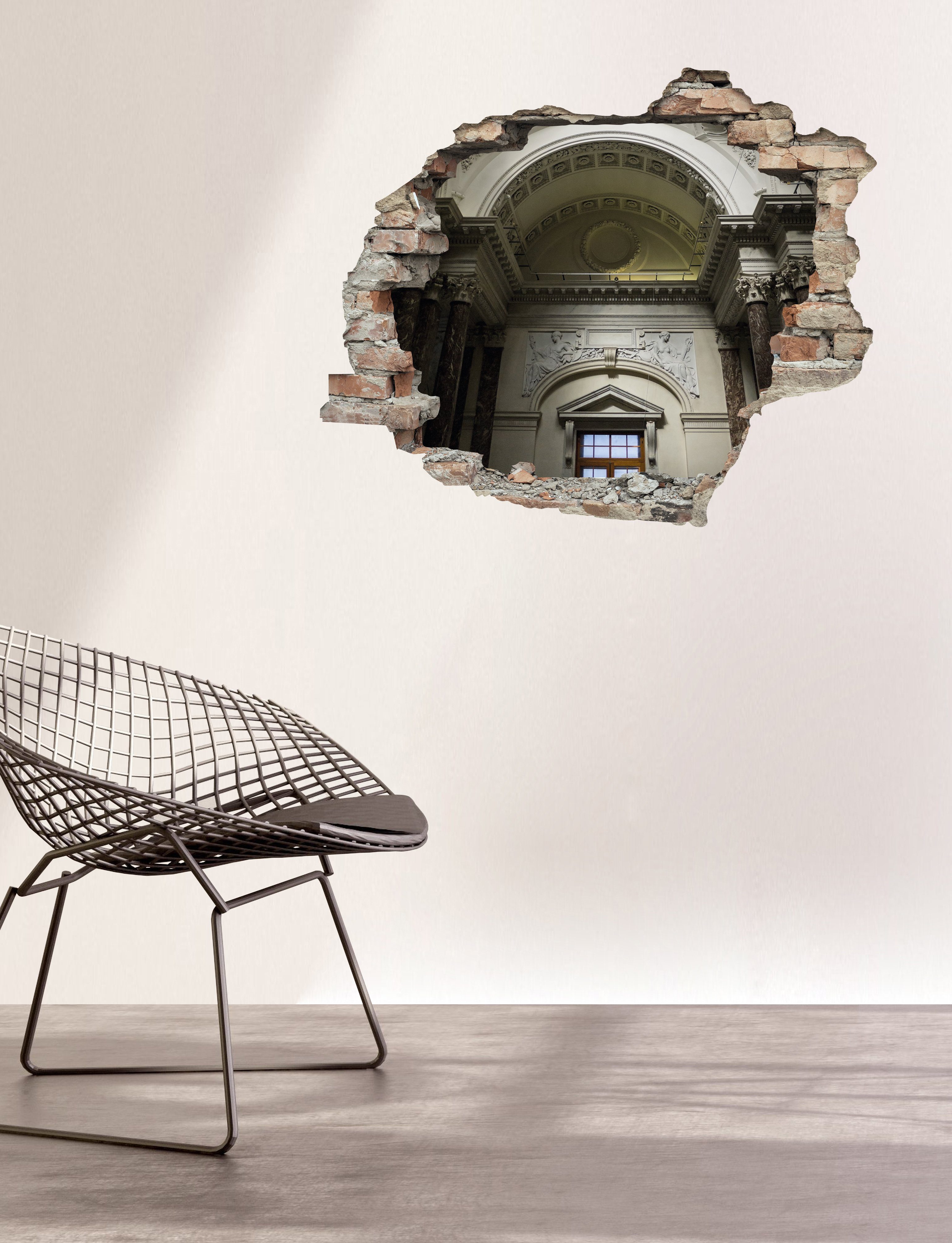 queence Wandfolie Gegarneerde muur Muursticker, muurdecoratie, zelfklevend, 3D, muurdurchbraak (1 stuk)