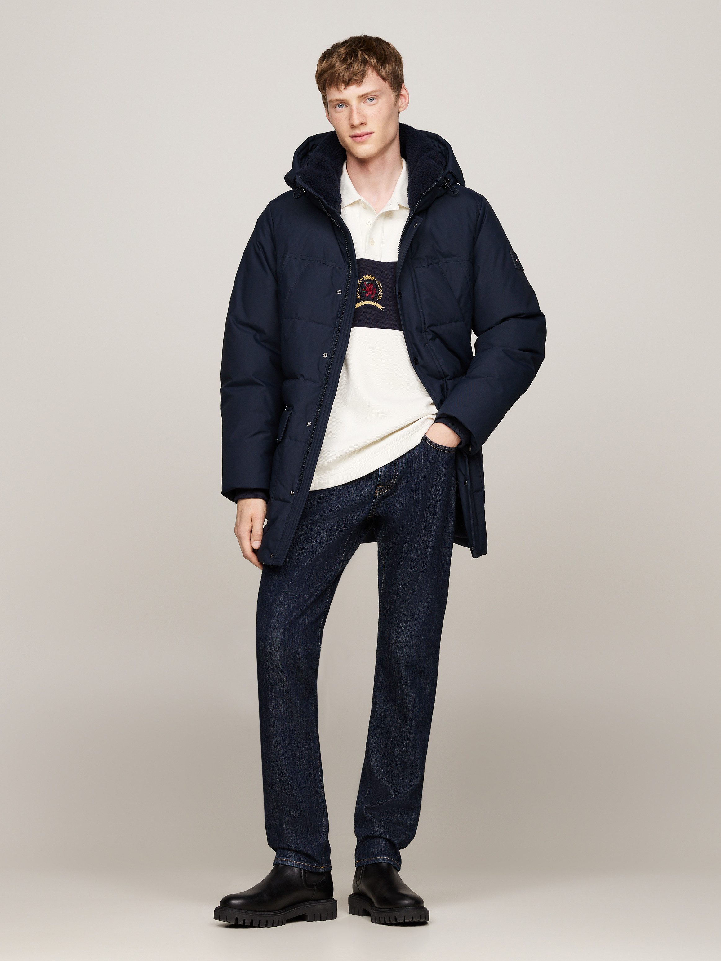 Tommy Hilfiger Parka Rockie Utility Parka hoog gesloten, staande kraag met faux bont