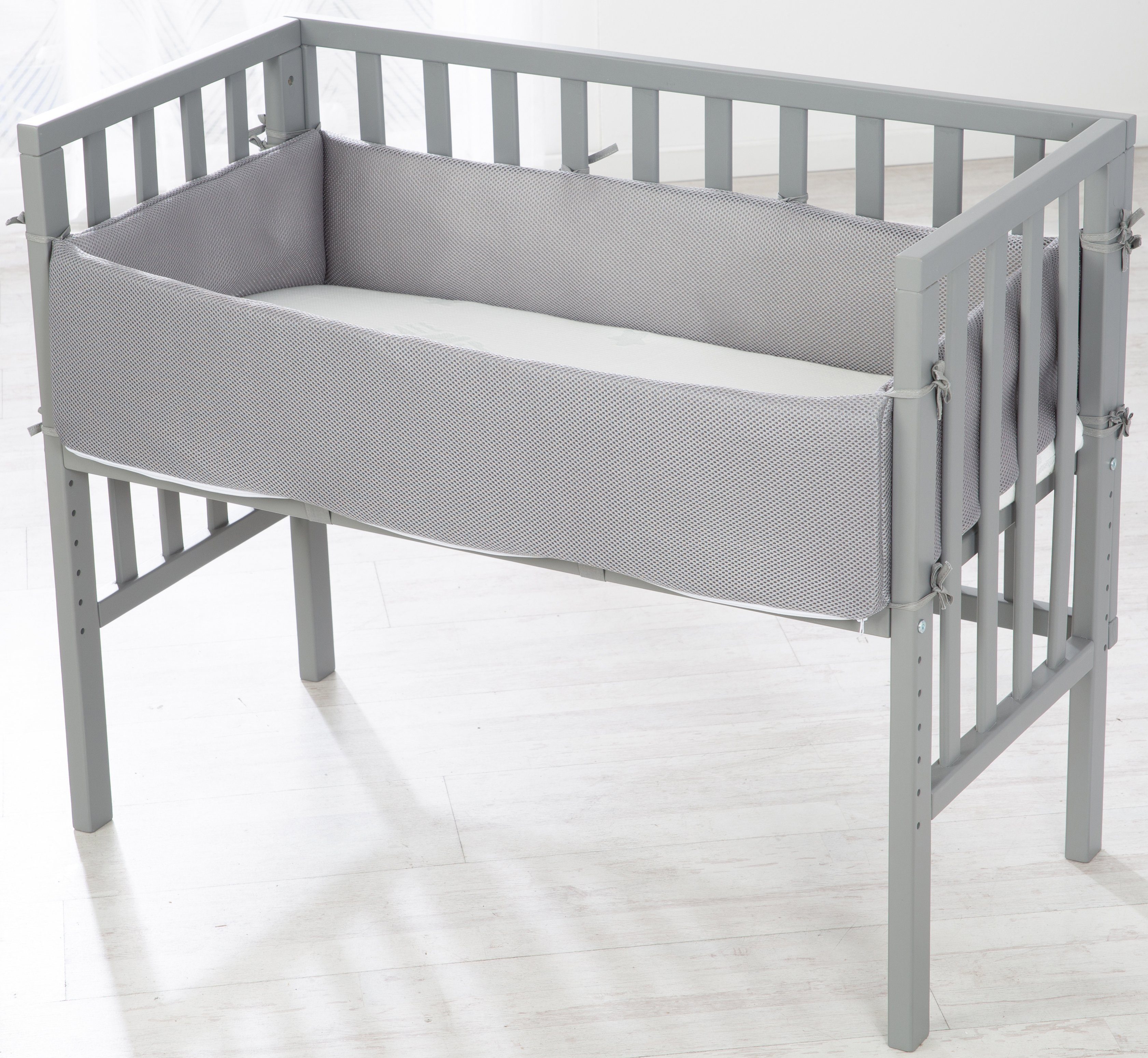 Roba® Extra bed Safe Asleep® 2-in-1, Style taupe met matras, hoofdbeschermer en veiligheidsbarrière