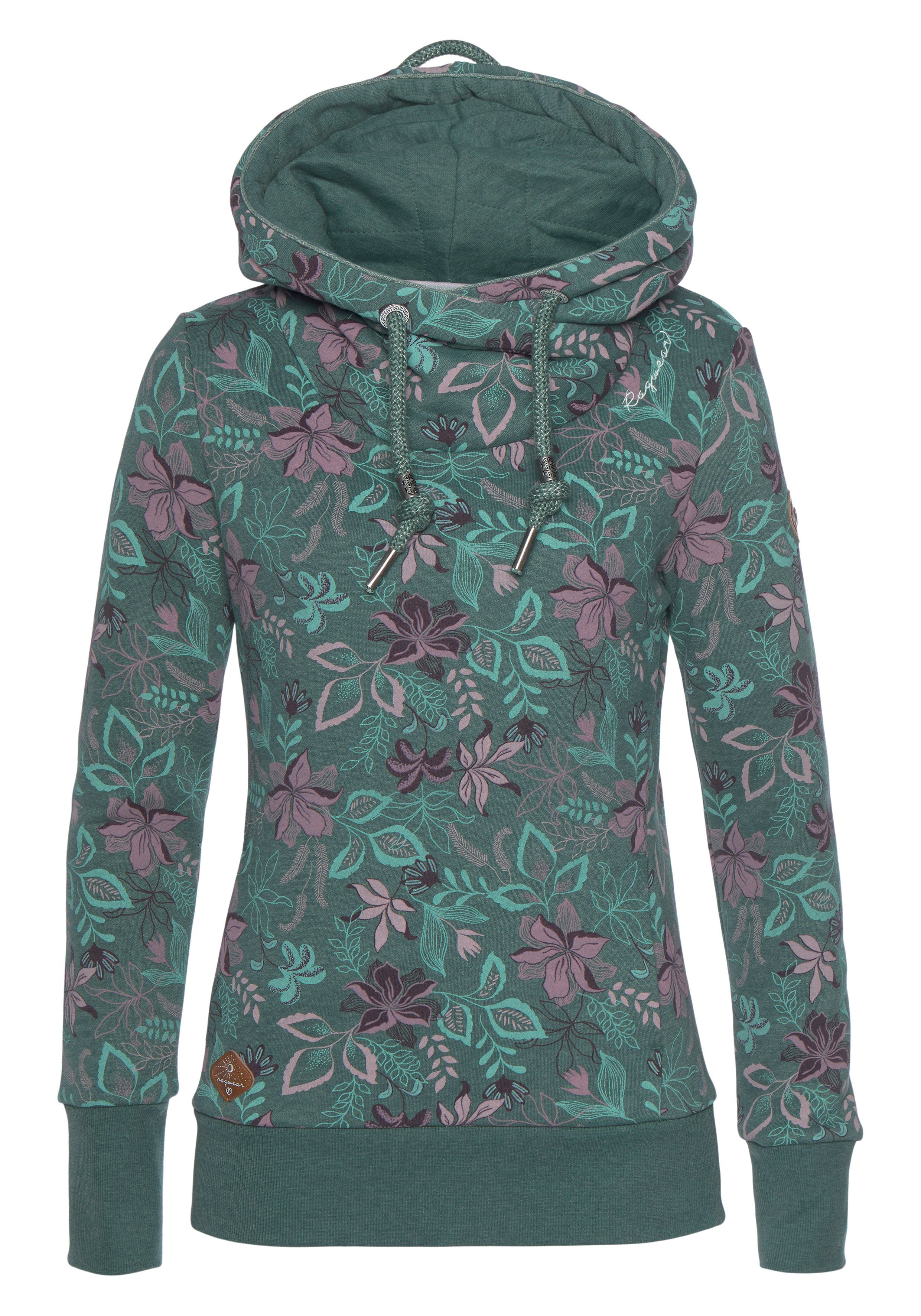 Ragwear Sweater GRIPY FLOWERS O Hoodie met gebloemde print all-over