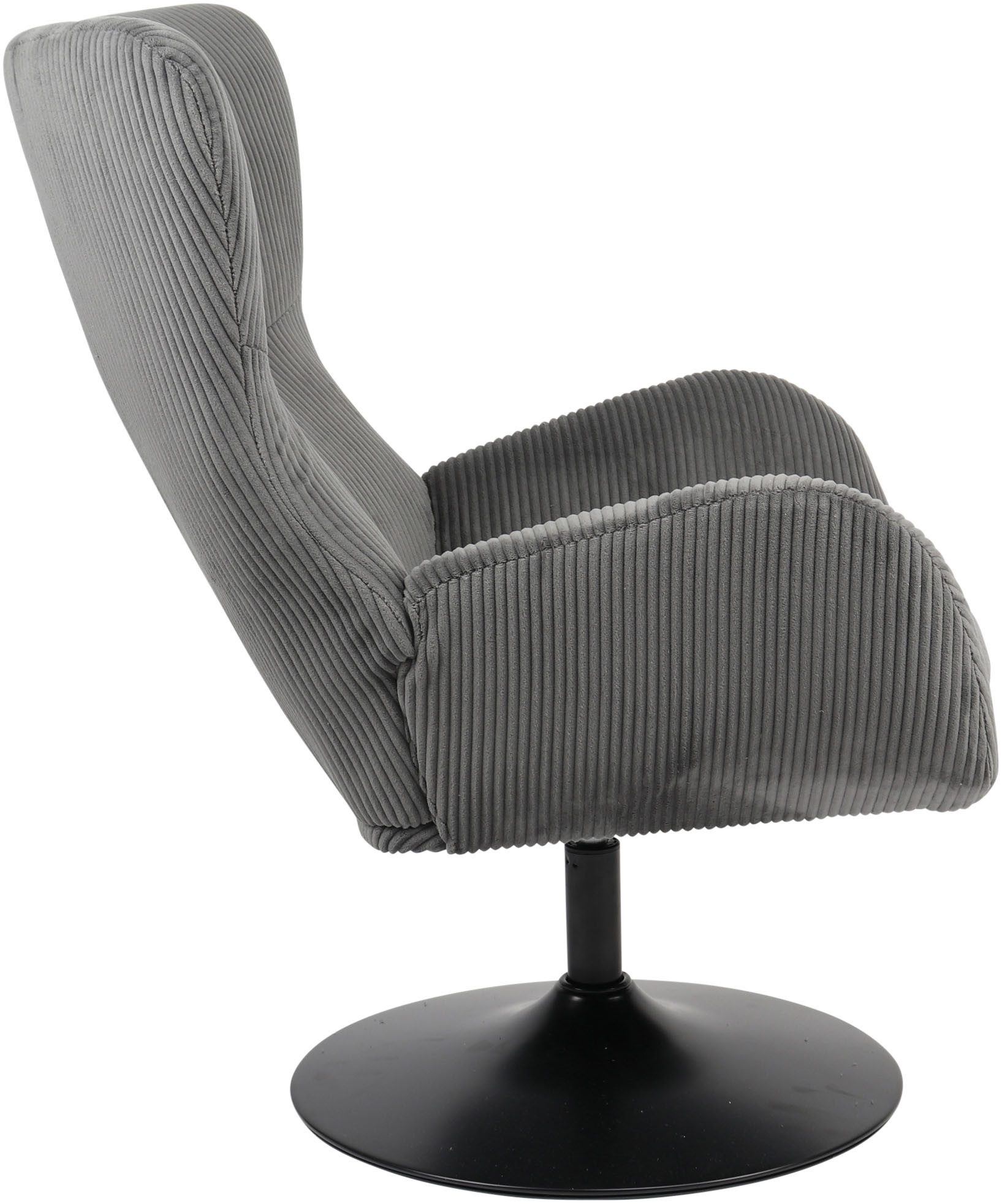 HELA Loungestoel Samos Fauteuil, draaibaar, trompetvoet, microvezel breedcord, armleuningen (1 stuk)